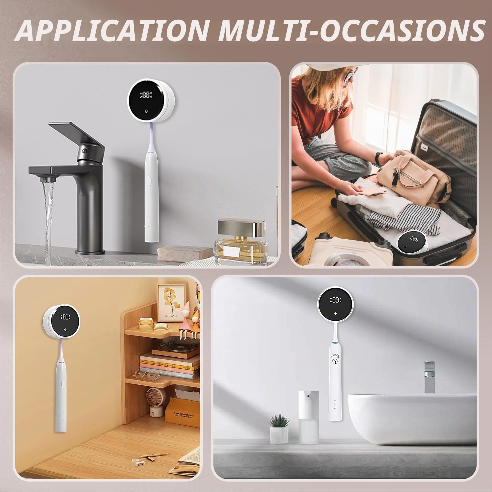 Roadtime StéRilisateur De Brosse à Dents Intelligent UV, Portable Automatique Séchage Rapide Rechargeable Support Mural avec pour Brosse à Dents et Rasoirs, avec pour Salle de Bain,Voyage,Vacances