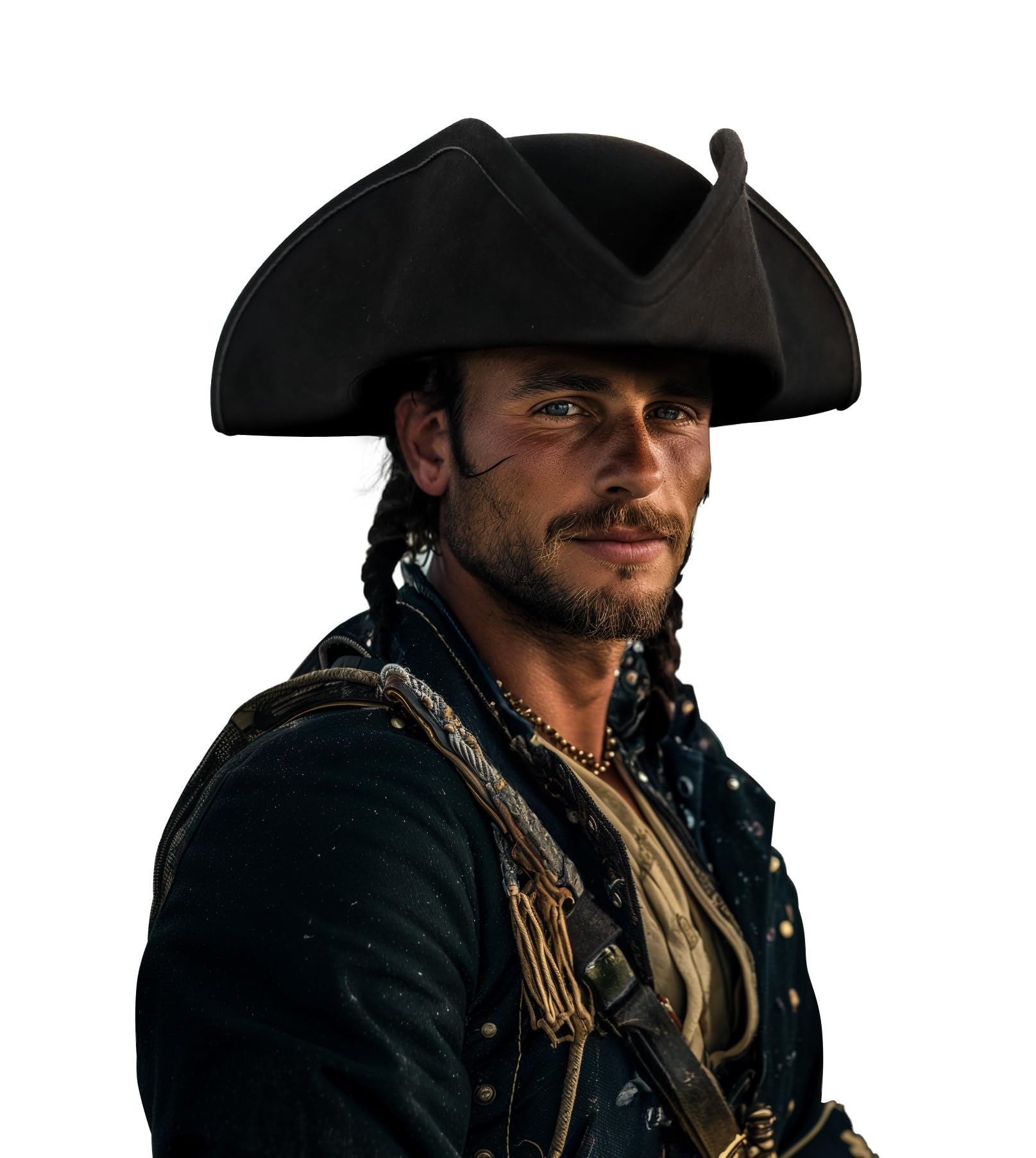 Pirate Hat Men's Adult Colonial Tricorn Hats Revolutionary war for Halloween Costume Accessories