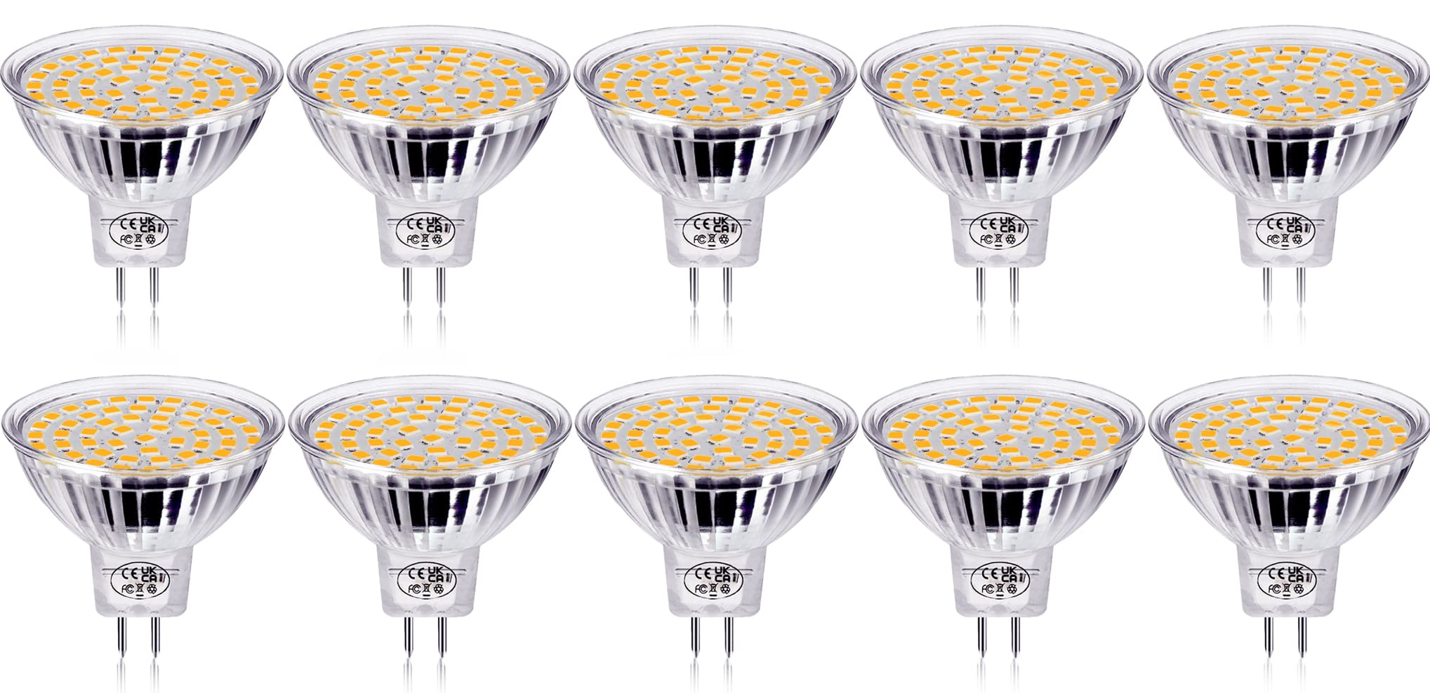GVOREE GU5.3 LED Light Bulbs,MR16 5W LED Bulbs,Equivalent to 40W Halogen Bulbs,450lm 5W,12V,3000K Warm White 120° Beam Angle,Non-Dimmable,Recessed Lighting Pack of 10