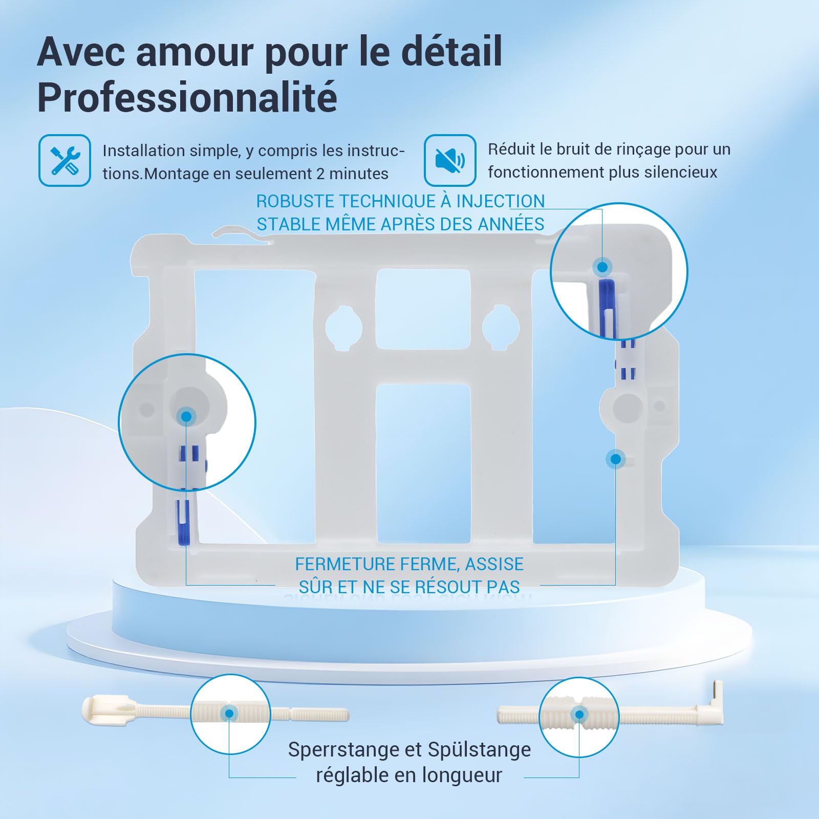Plaque de Commande WC, Compatible avec Geberit Sigma, UP300&UP320, Dimensions 243×162 mm, Équipée d'un Set de Leviers de Chasse et d'un Cadre d'Installation.(Blanc & Chrome)