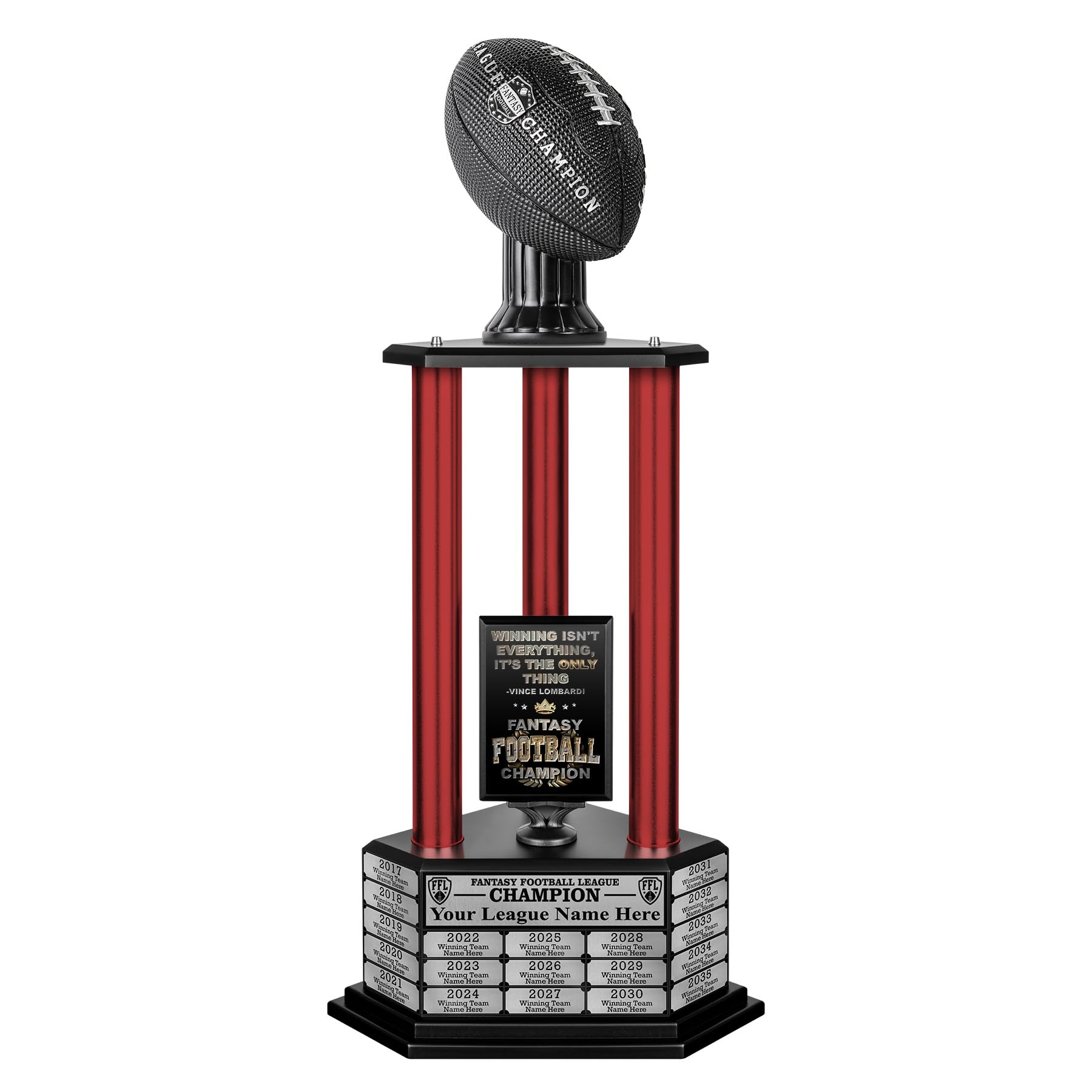 TrophySmack 19-Year Perpetual Fantasy Football Trophy, Custom Engraved