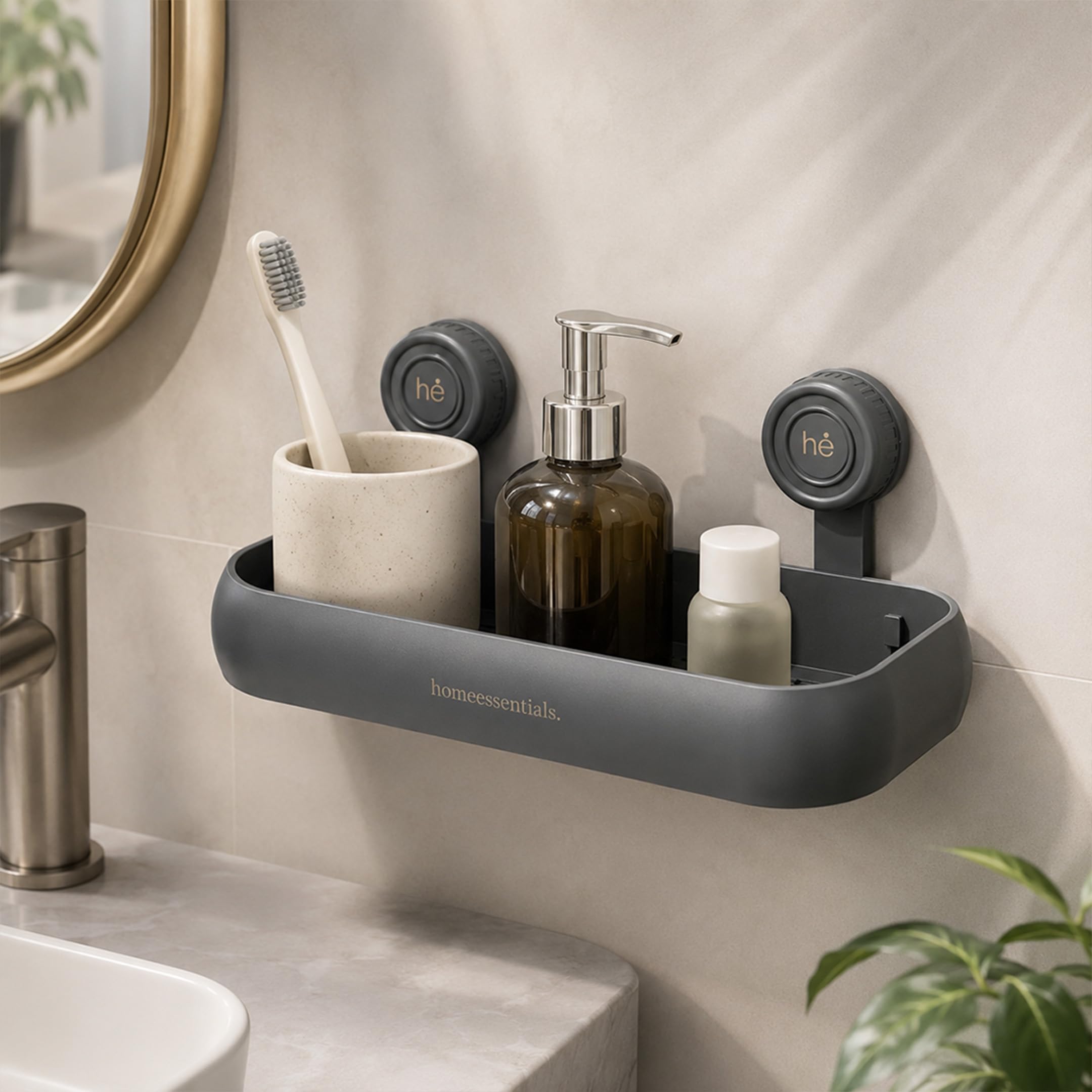 HomeEssentials Multipurpose Wall-Mounted Suction Cup Rack | Drill-Free Bathroom & Kitchen Organizer | Strong Vacuum Suction Storage Shelf | Waterproof & Removable | Holds Toiletries & Daily Essentials-image-6
