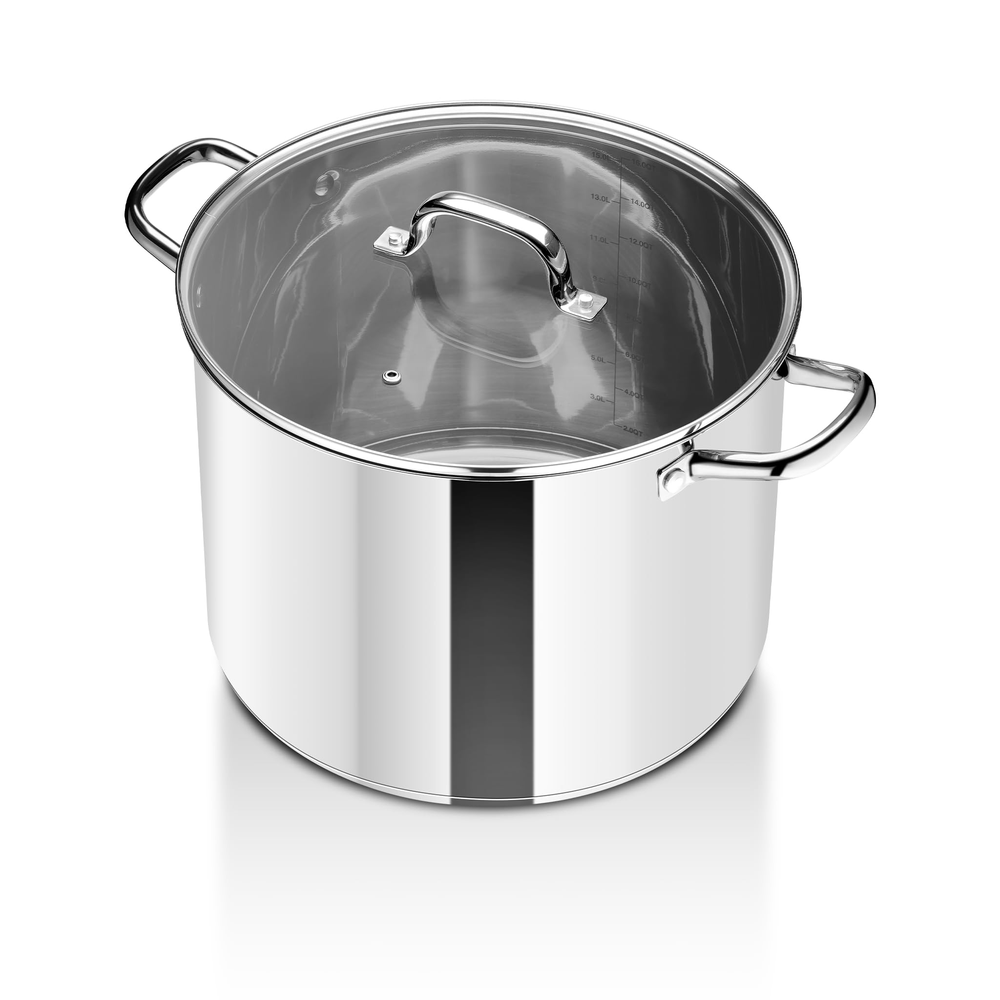 Herogo 14.1L Stainless Steel 26cm Tri-Ply Bottom Stock Pot with Visible Lid