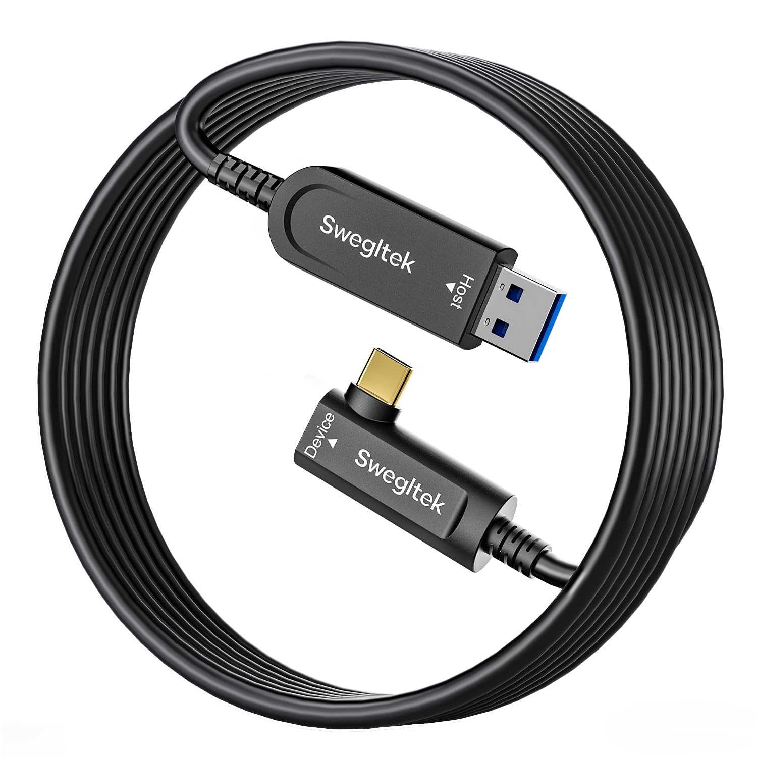 Fiber Optic USB C Cable Right Angle(33ft),10Gbps High Speed Data Transfer