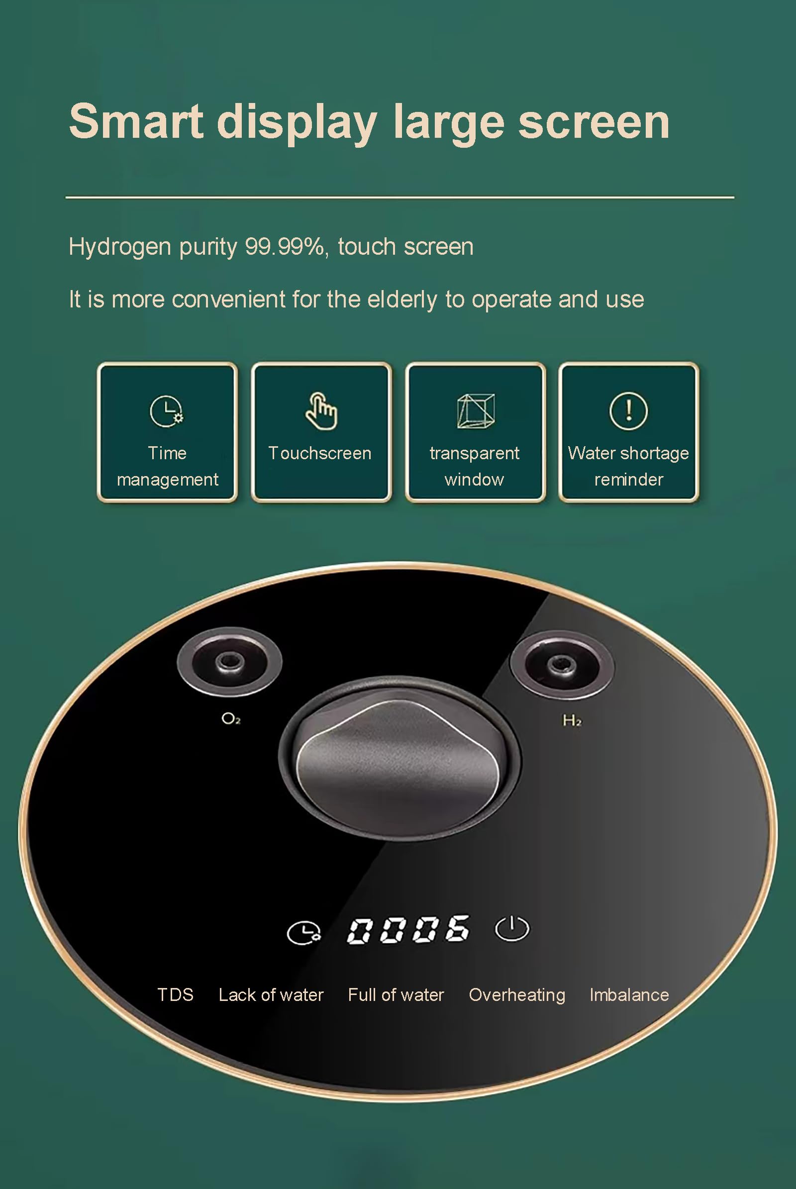Urządzenie do inhalacji wodorem, 225 ml/min (150H+75O) Inhalator H2 o podwójnym wyjściu, generator wody H2 o wysokiej czystości 99,99%, jonizator wody SPE do domu, podróży i samochodu