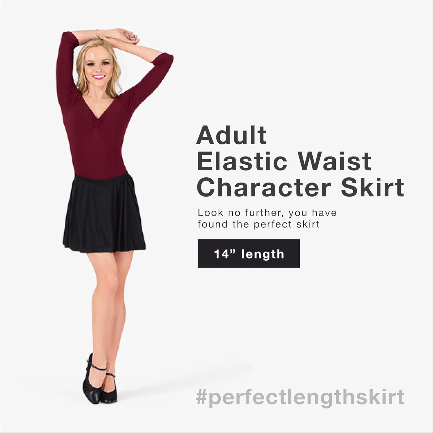 Natalie Dancewear Womens Elastic Waist Character Skirt in Multiple Lengths
