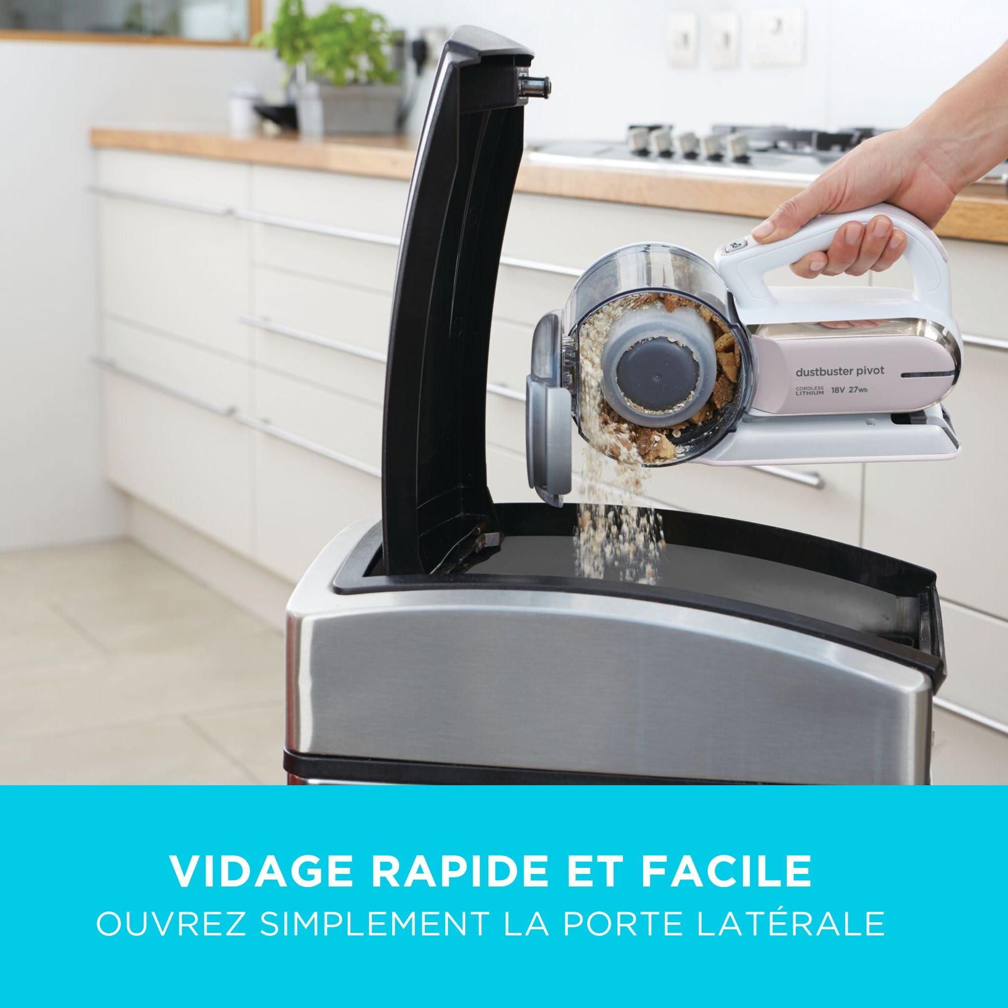 BLACK+DECKER Aspirateur à Main sans Fil 18 V avec tête pivotante, 8 Positions de Nettoyage, Station de Charge et Accessoires, PV1820L-QW