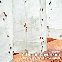 Vista 6 de jinchan Cortinas de cenefa para ventanas de 16 pulgadas, coloridos mini pompones, cenefa de cocina de granja, cenefa de gasa semitransparente