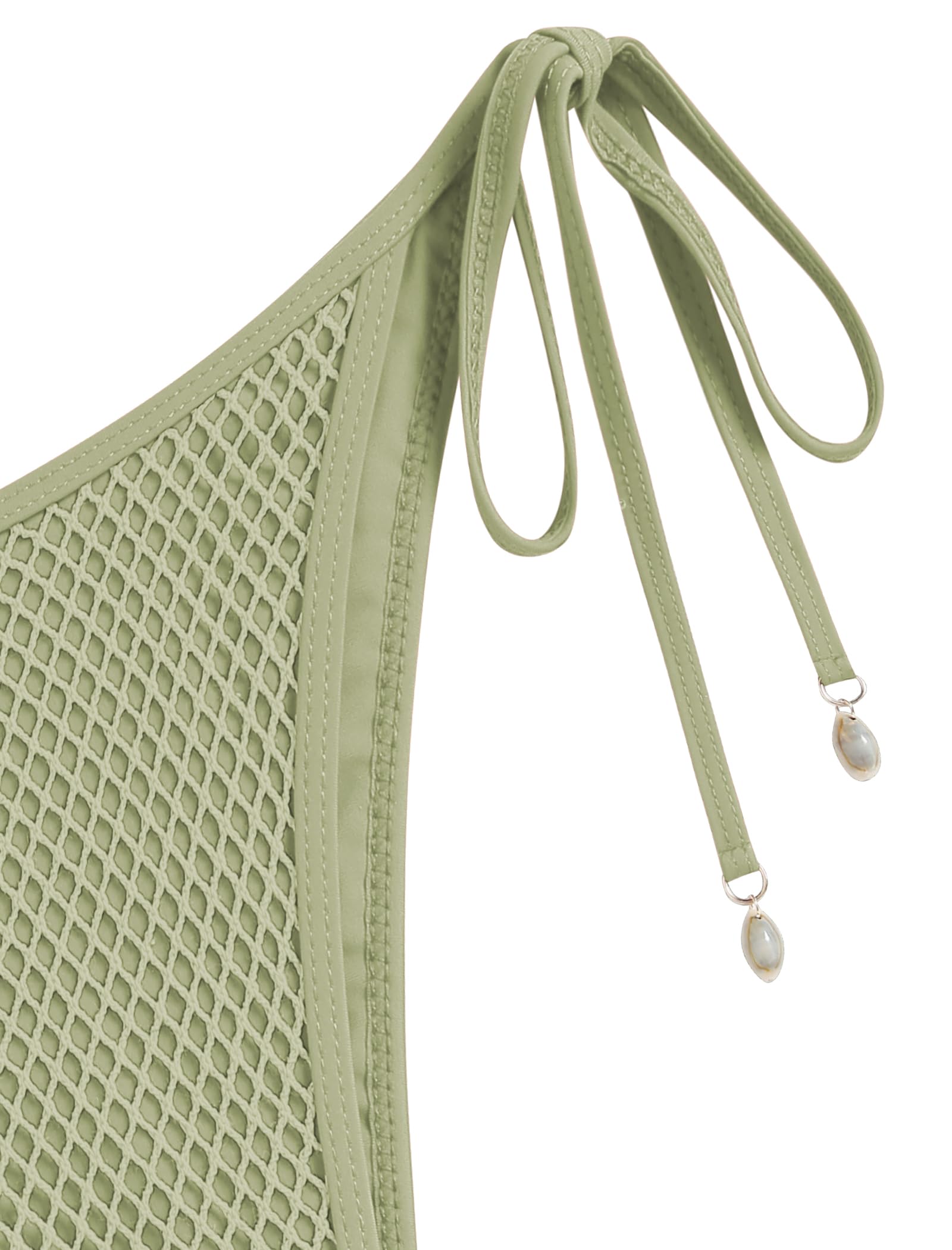 ZAFUL Women's Triangle Bikini Multiway Fishnet Tie Side Bandeau Halter String Bikini Set Two Piece Swimsuit Bathing Suits