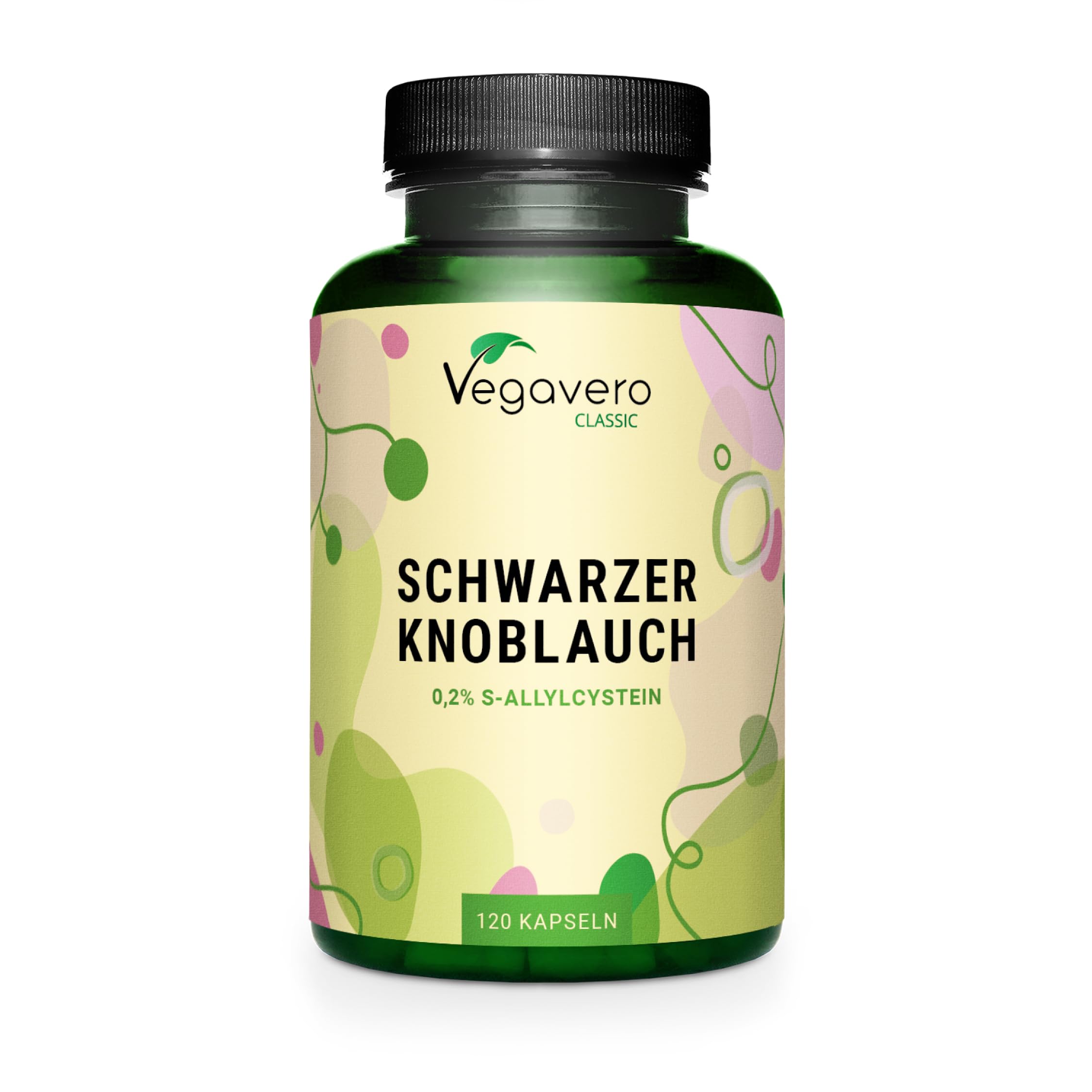 Schwarzer Knoblauch Kapseln | Entspricht 22.500 mg Tagedosis | Extrakt (15:1) | 0,2% S-Allylcystein (SAC) | Laborgeprüft | 120 Stück | Vegan & ohne Zusätze | Deutsche Produktion von Vegavero