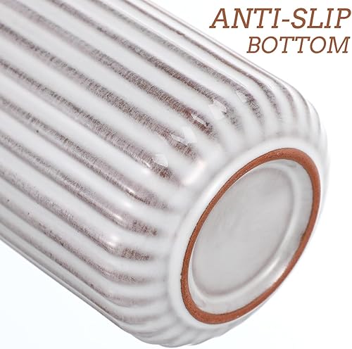 Miniatura 9 de Luxshiny Taza de agua de cerámica vintage retro a rayas para té y bebidas para uso en la oficina y el hogar, diseño ligero y cómodo