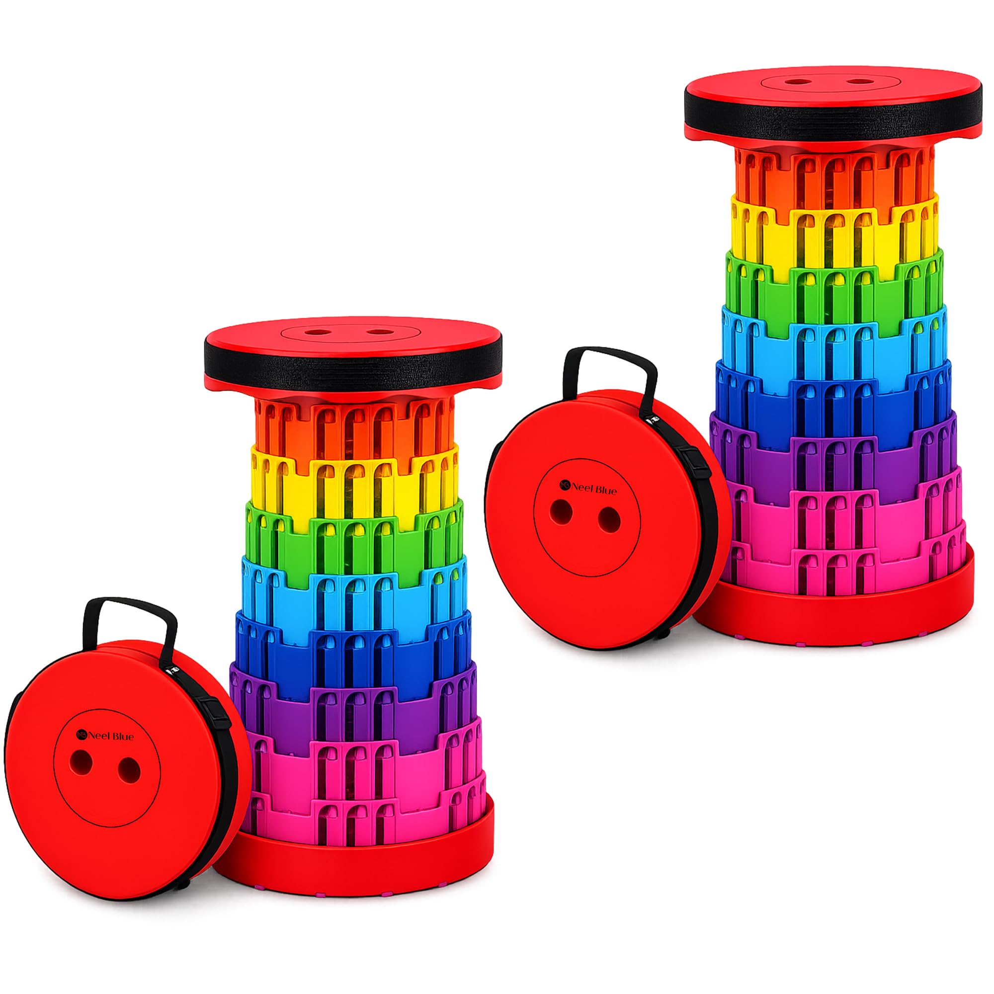 WedDecor Telescopic Retractable Folding Stool 440lbs - Rainbow Red, 2pcs โ image 1