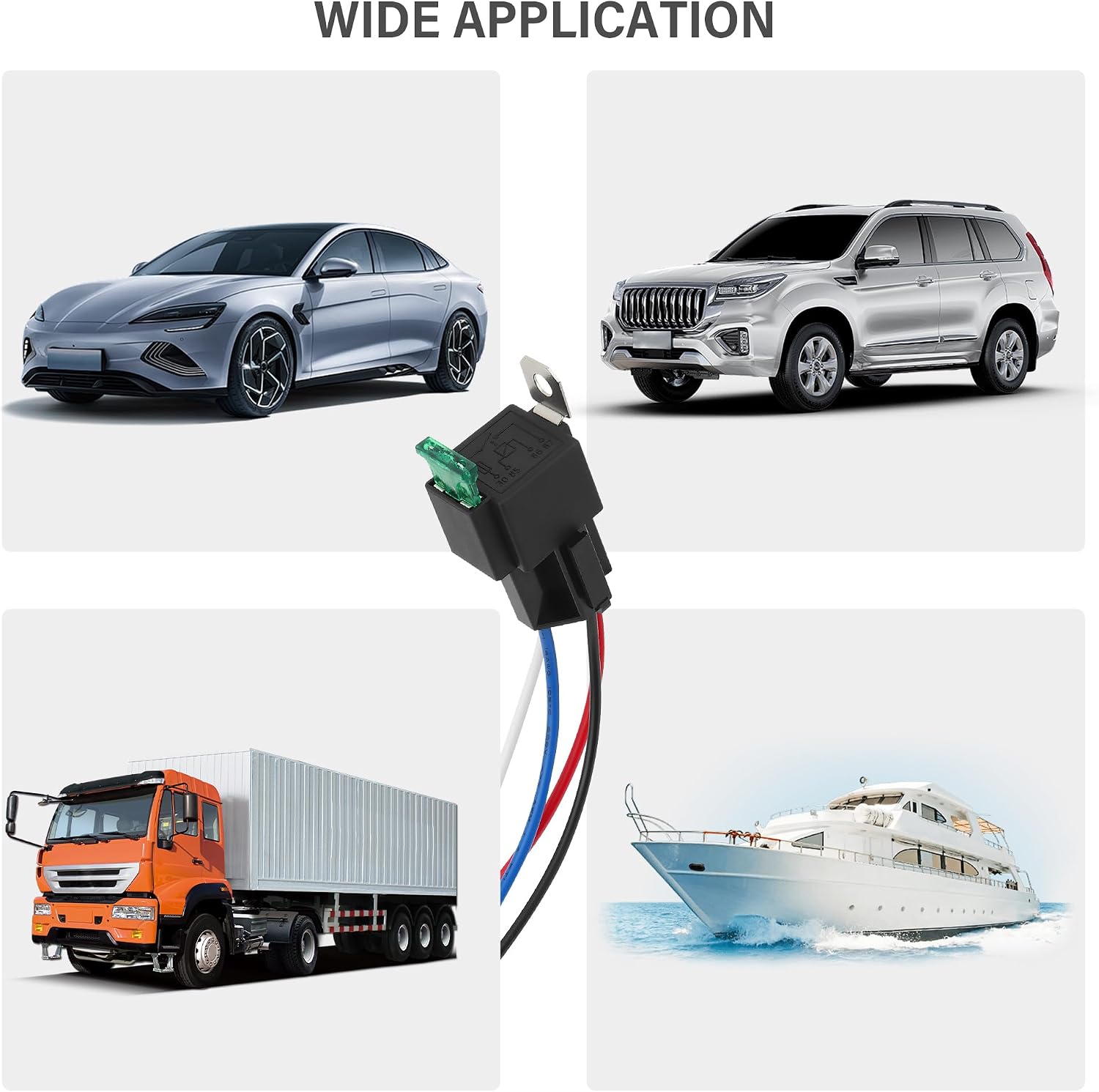 4Pin 12V Relay with 30A Fuse,SPST Normally Open Car Relay with 14 AWG Harness,Universal Automotive Relay Car Accessories for Most Cars Trucks Motorcycles
