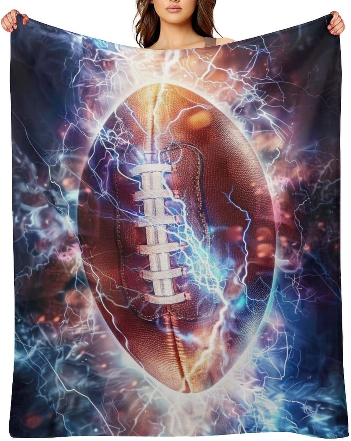 Football Throw Blanket - Soft Flannel Lightning Football Blankets for Teens Adults Women Men Sports Lovers - Warm Throw Blankets for All Season Lap, Chair, Sofa - 60"x50" - Image 5