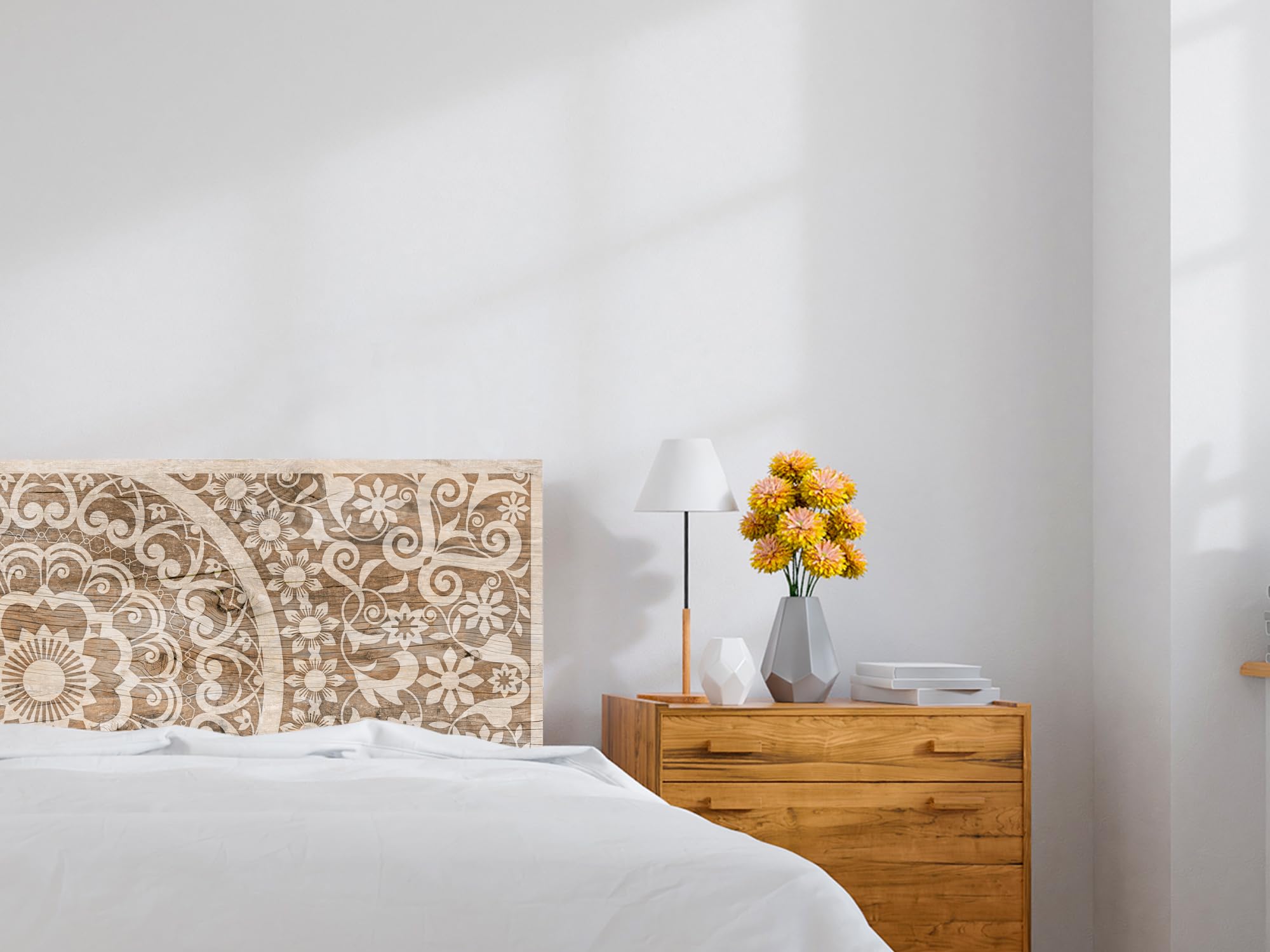 Oedim Cabecero Cama PVC Madera Mandala_H131 | Disponible en Varias Medidas | Cabecero Ligero, Elegante, Resistente y Económico (Madera Clara Mandala_H131, 200x60cm)