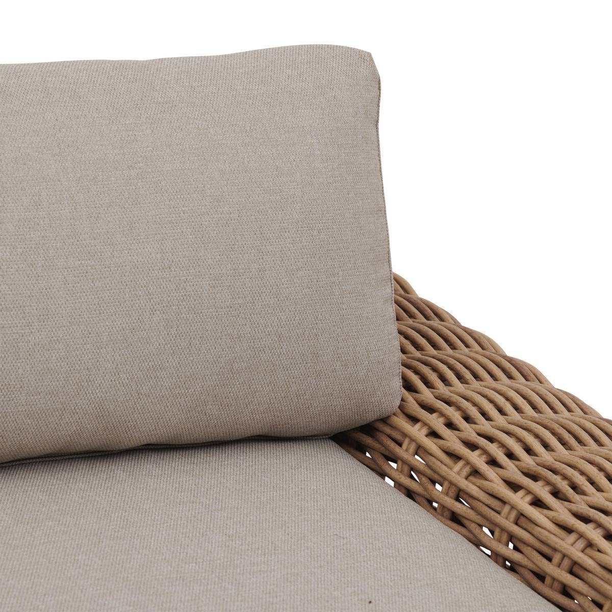 Hespéride - SAVINIA Divano da Giardino Tahini - 3 posti - Resina Intrecciata di Alta qualità, Alluminio epossidico, Cuscini Spessi e sfoderabili - Grande Comfort per Patio o Giardino