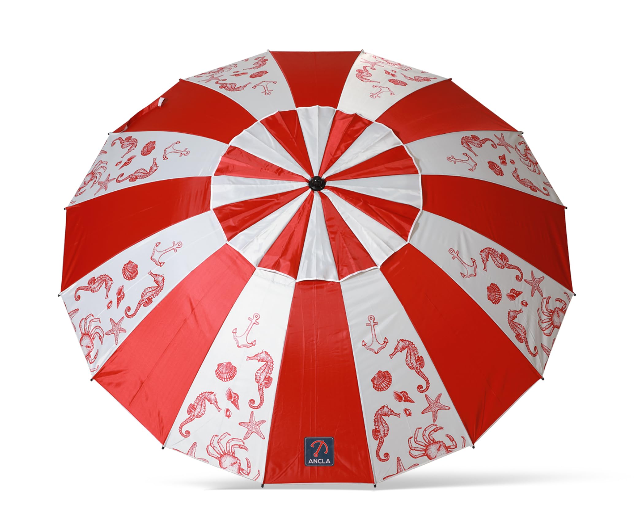 Atosa Strandschirm Ø 180 bis 240 cm aus Aluminium, Modell Meeresboden, mit Tragetasche und Sonnenschutz UPF 50+ in den Farben Blau und Rot, rot, 220 cm, Jug oder Strand