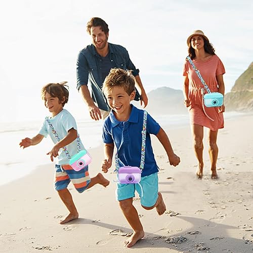 Miniatura 7 de Botella de agua con forma de cámara Kawaii con popote y correa, botellas de agua de 14.1 onzas líquidas con 8 calcomanías, sin BPA, vasos de