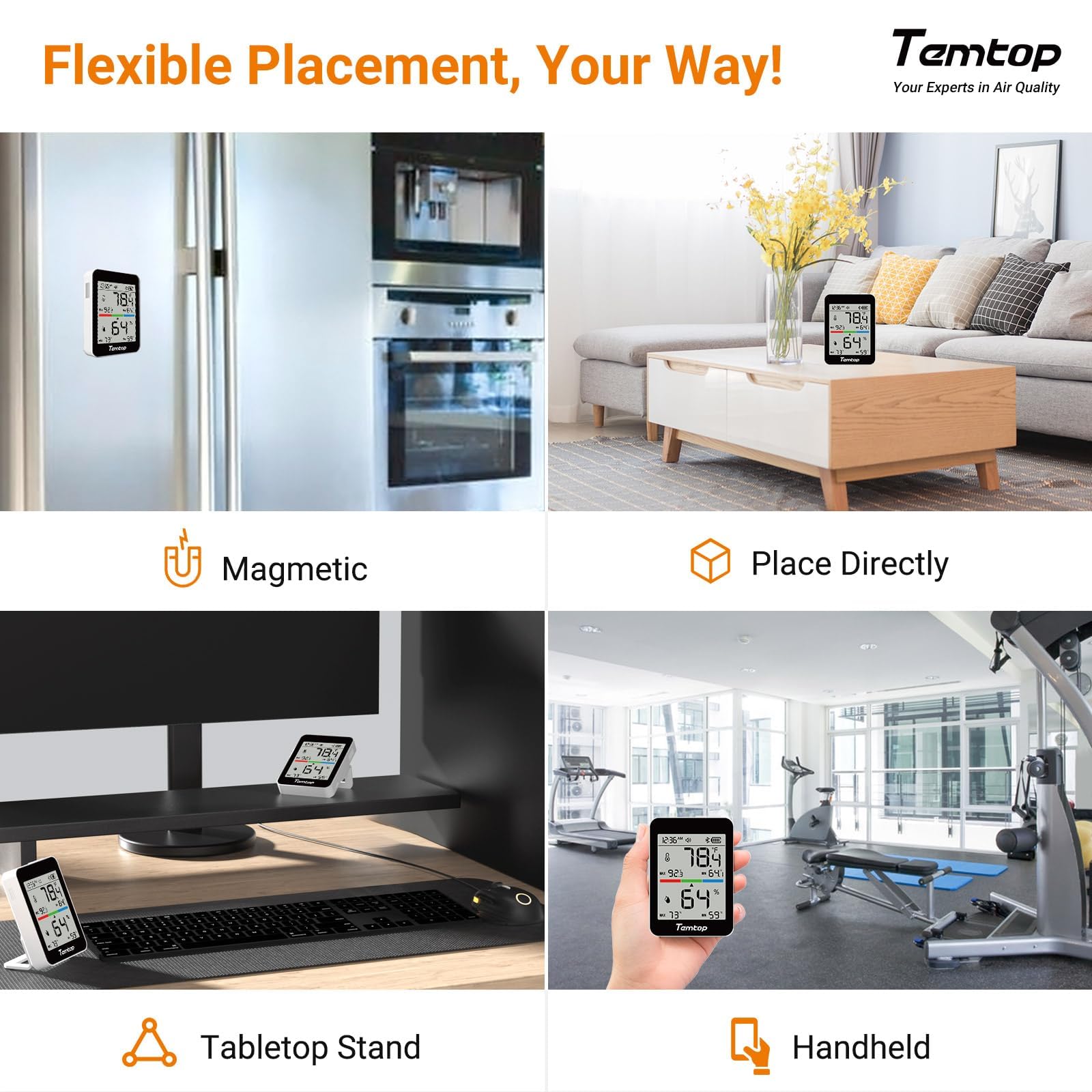 Medidor Digital De Temperatura Y Humedad De La Marca Vlike; Higrómetro Termómetro Portátil Con Prueba De Temperatura Ambiente Punto De Rocío; Monitor De Humedad Y Temperatura; Manómetro Con Foco Para La