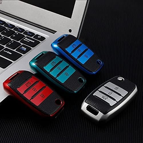 Miniatura 3 de Leather TPU Car Folding Key Case, for Kia Rio 3 OL K2 K3 K4 K5 Sportege Picanto Optima Soul Ceed Sorento Forte Stinger Cerato