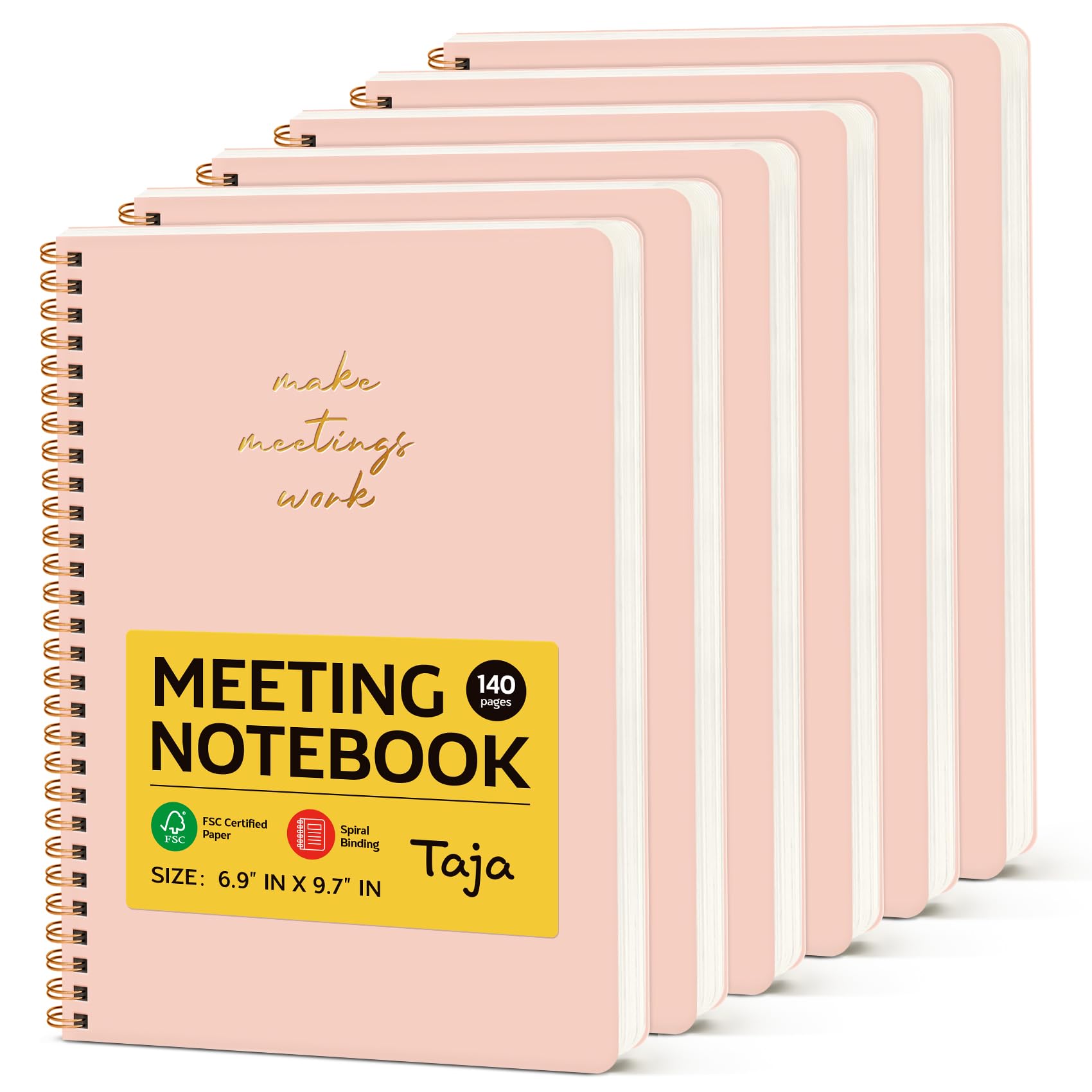 Taja 6 Pack of Meeting Notebook for Work Organization - Work notebook with action items, Meeting Minutes Planner Notebook, Perfect Office Supplies for