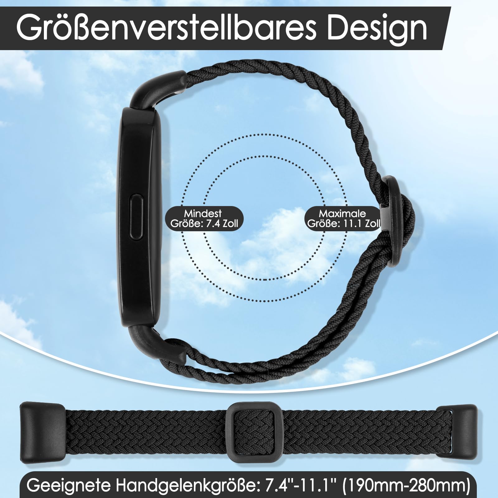 Elastisches Armband Für Huawei Band 8/9/10 – Verstellbares Nylon-Armband, 2 Stück