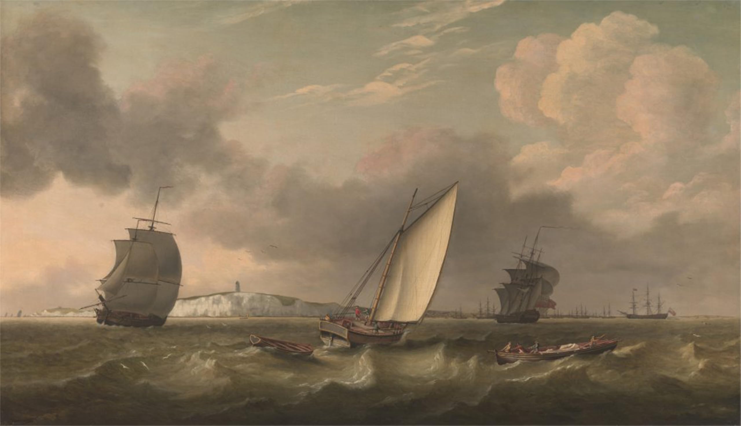 ARTXLXXBN Famous Art Print Poster Vintage Wall Art a Packet Boat Under Sail in a Breeze off the South Foreland by Luny Canvas Art Poster for Home Decor 60x90cm