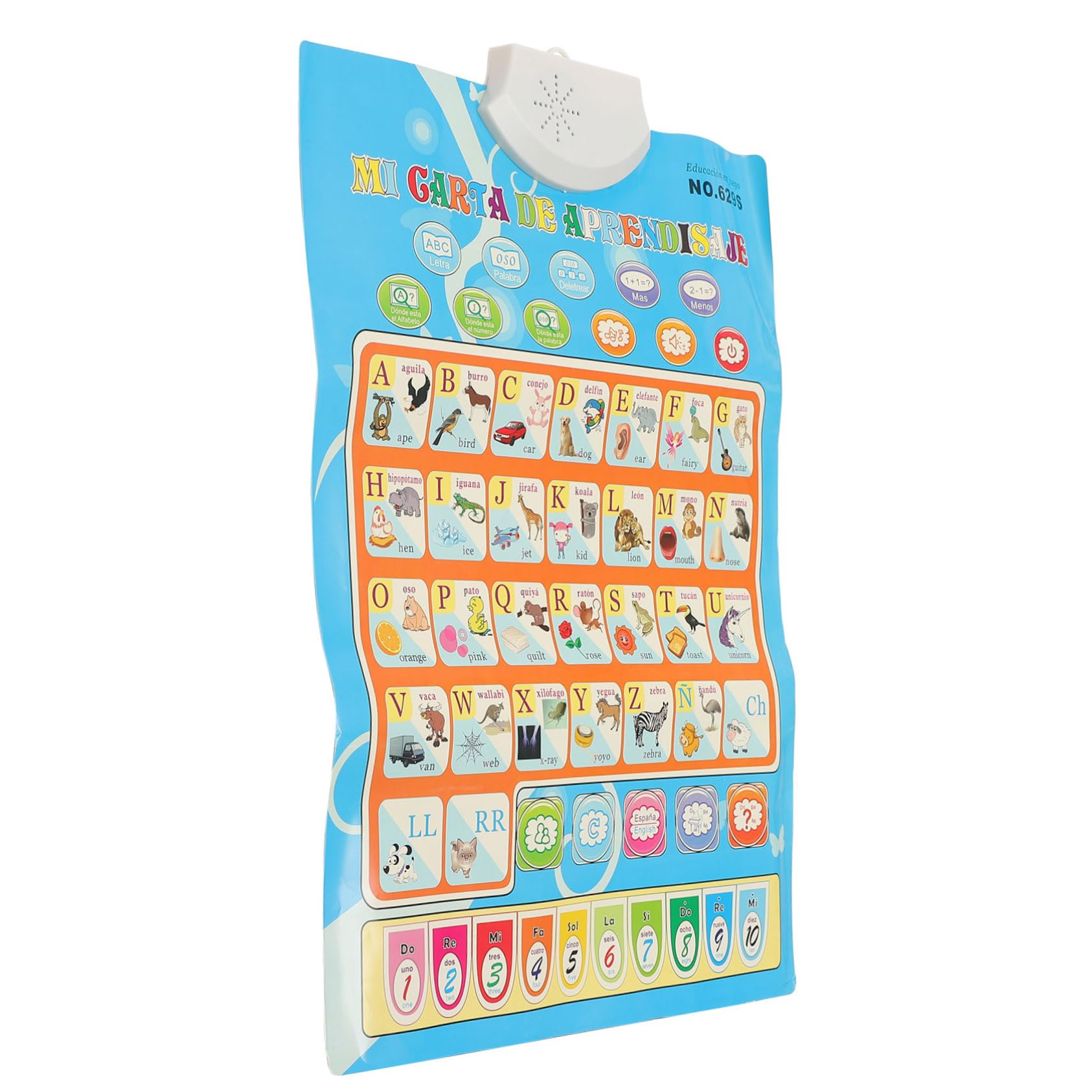 KOMBIUDA Póster Parlante Bilingüe en Español E Inglés para Niños, Juguete Educativo Electrónico sin Batería, Plástico Resistente y Reproducción de Sonido, Adecuado para Habitación