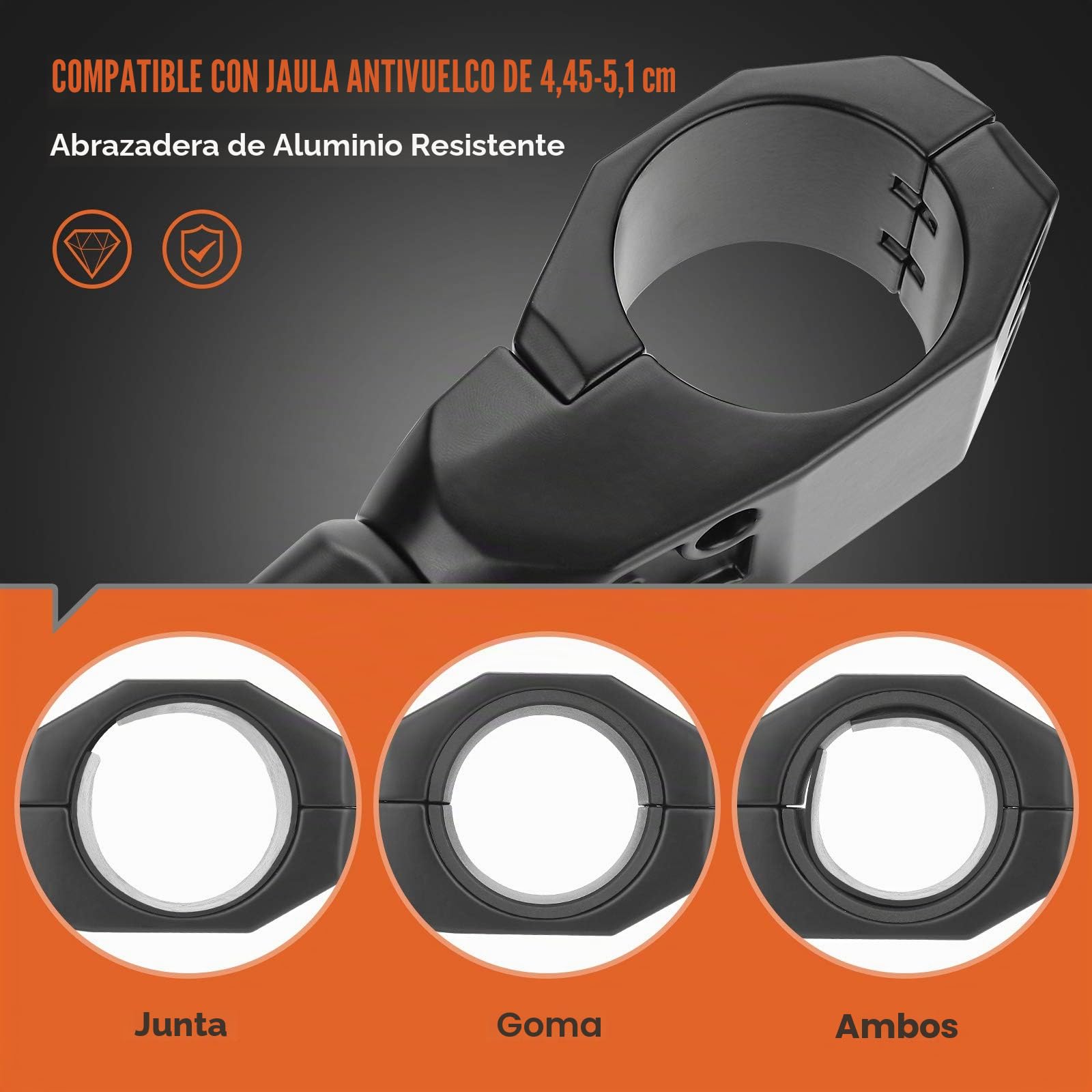 KEMIMOTO, Espejos laterales compatibles UTV con retrovisores Polaris RZR Talon Can Am, funciona con jaula de barra antivuelco de 4,5 a 5 cm, Negro, azul, rojo y naranja