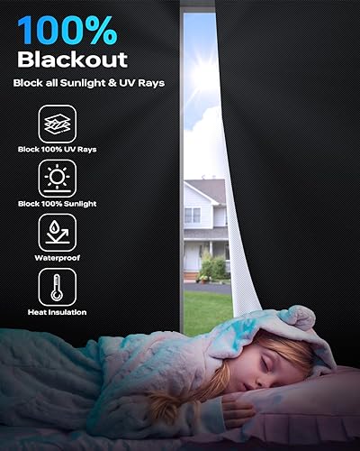 Miniatura 2 de ATAWOL Cortinas opacas para dormitorio, película portátil de privacidad para ventana, cubierta opaca para ventana, persianas opacas de viaje para