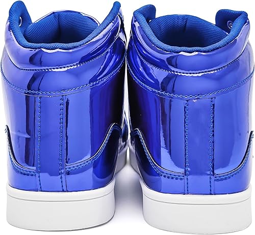 Miniatura 5 de IGxx Tenis punk, botines para hombre, remaches de metal, parte superior alta, con cordones, para correr, baloncesto, decoración de metal brillante,