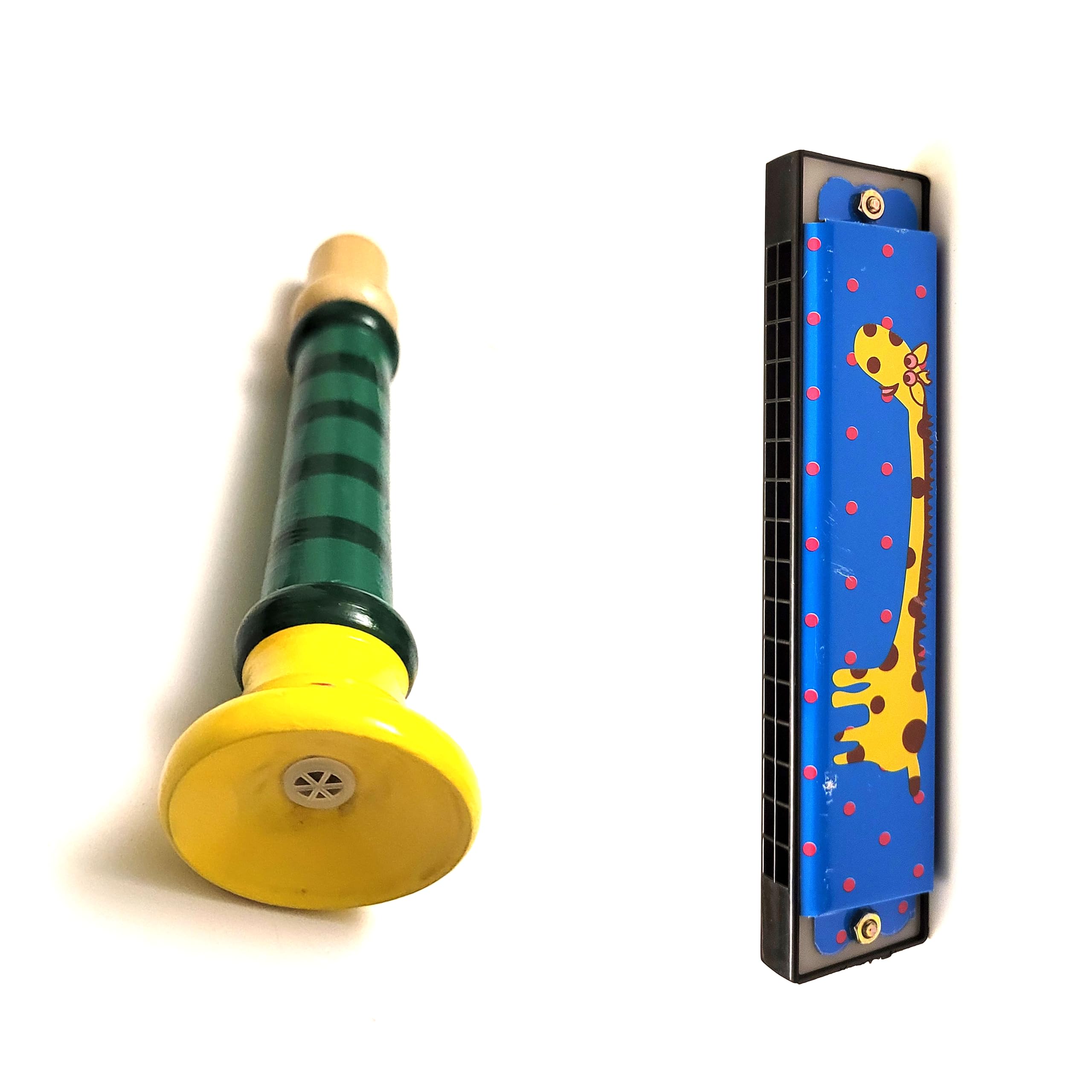 Jarahs Wooden Flute Whistle and Mouth Organ Harmonica Musical Instrument for Children and Adults, Random Colours and Pattern Designs-image-2