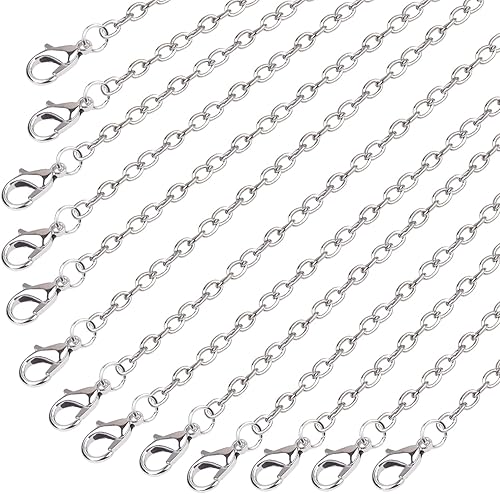 Miniatura 1 de Minelife 30 cadenas de acero inoxidable a granel, cadenas de fabricación de joyas, cadenas chapadas en plata, cadena de eslabones para hacer joyas