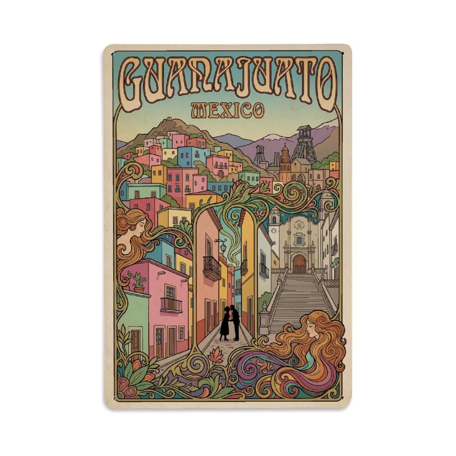 Retro Mexico Guanajuato Travel Metal Tin Sign