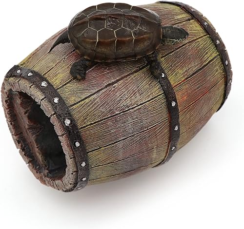 AQUA KT Muelle flotante de tortuga acuática, plataforma de escalada de tortuga, forma de barril de madera, tronco independiente antideslizante para