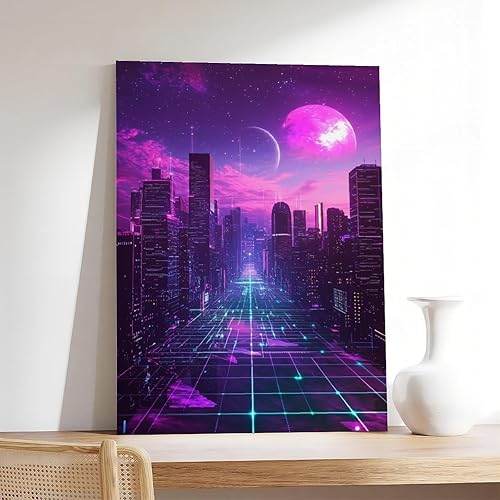 Miniatura 7 de XAHOR Cyberpunk Vaporwave Poster  Neon Dreamscape Wall Decor for Gamers & Retro Fans Art Wall Decoration Poster Family Bar Restaurant Garage Cafe