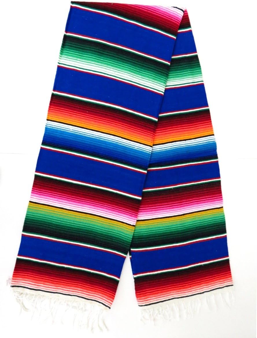 Leos Imports Mexican Serape Blanket (X-Large 82"x60", Royal Blue)