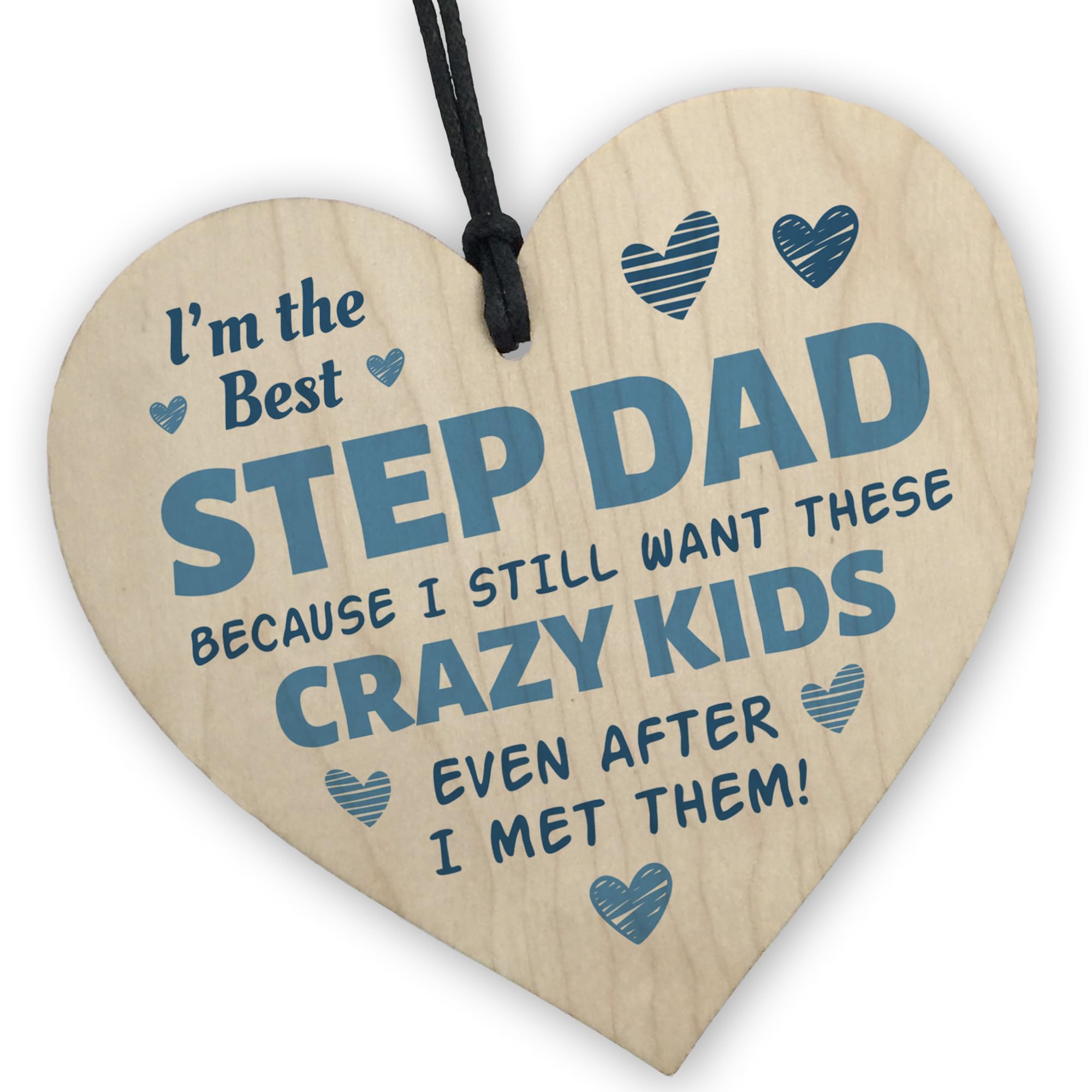 Red Ocean Step Dad Funny Wooden Heart Gift From Stepdaughter Stepson, Novelty Step Dad Gift For Father's Day Birthday Christmas, Funny Gifts For Stepdad, Gifts For Him