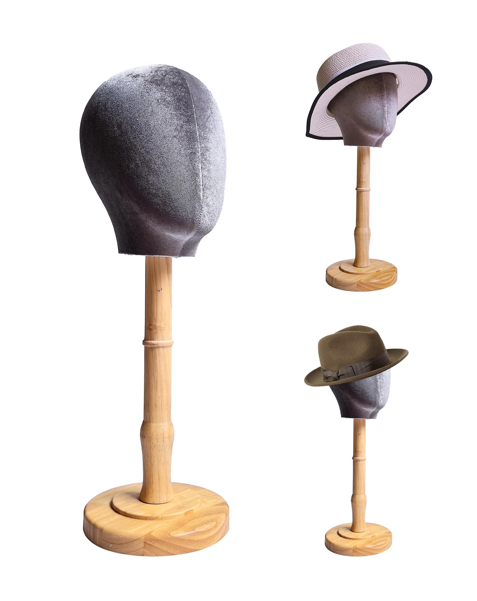 CHADWICK UnPinnable Mannequin Head With Stand 21Inch Height, 21.25 Inch Head circumference Velvet Wig Stand For Styling, Wig Head Stand With Mannequin