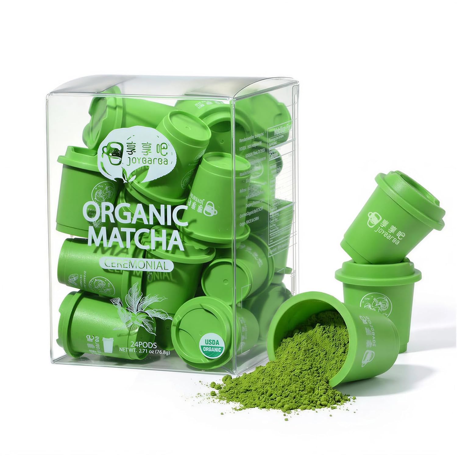 JOYBARBA Organic Premium Ceremonial Grade Matcha Tea, 24 Single Serves -Instant Matcha Powder with 4 Flavor Options,Easy-Tear Sachet, Smooth & Energizing, Ideal for Lattes, Culinary Use, Collagen & Daily Wellness