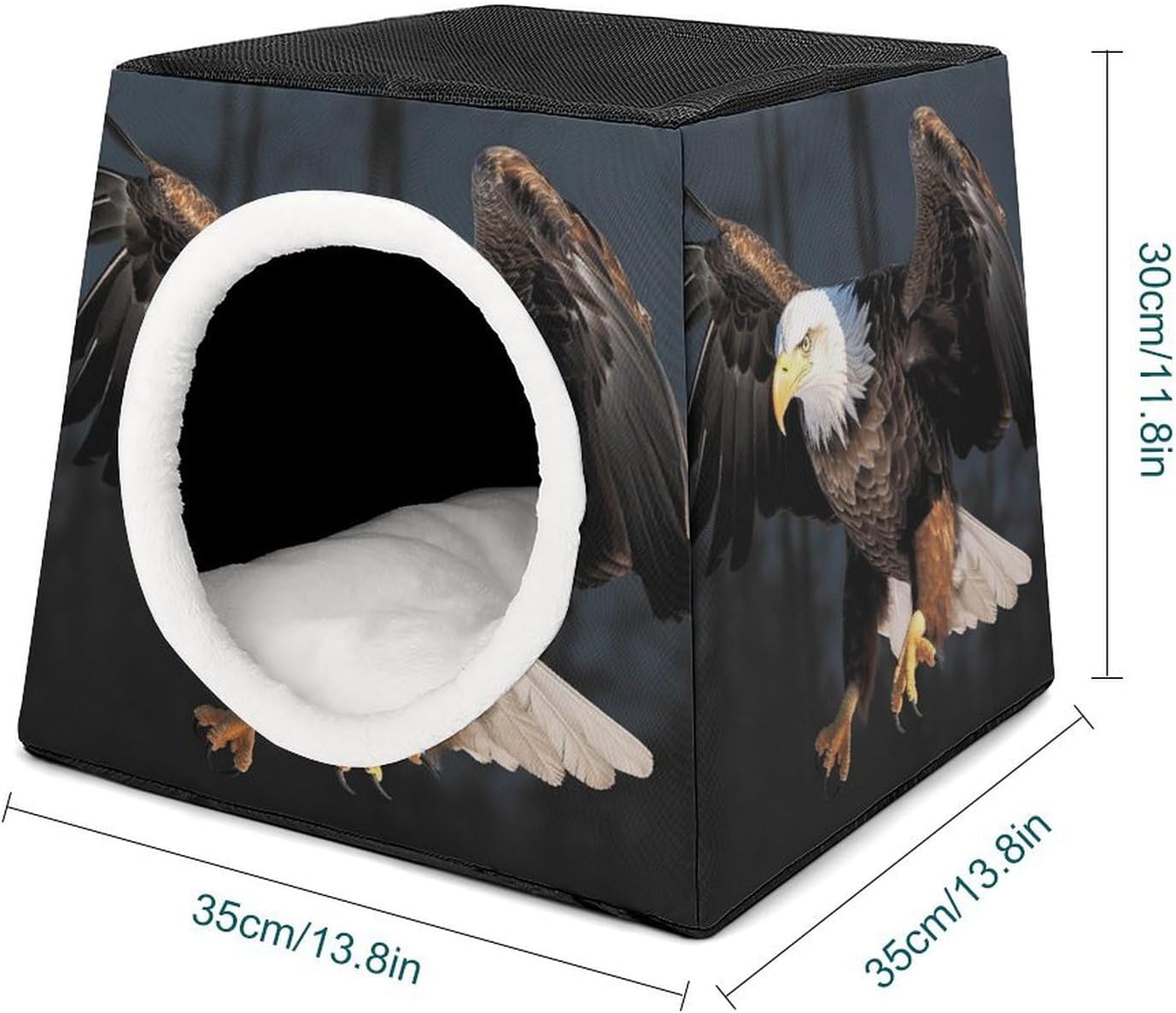 Capsule Pet Waterloo 3D Bald Eagle Printed Foldable Dog House Cat Cave Soft Kitten Bed Warm Rabbit Nest Chinchillas Hideout for Indoor Small and Medium Animal