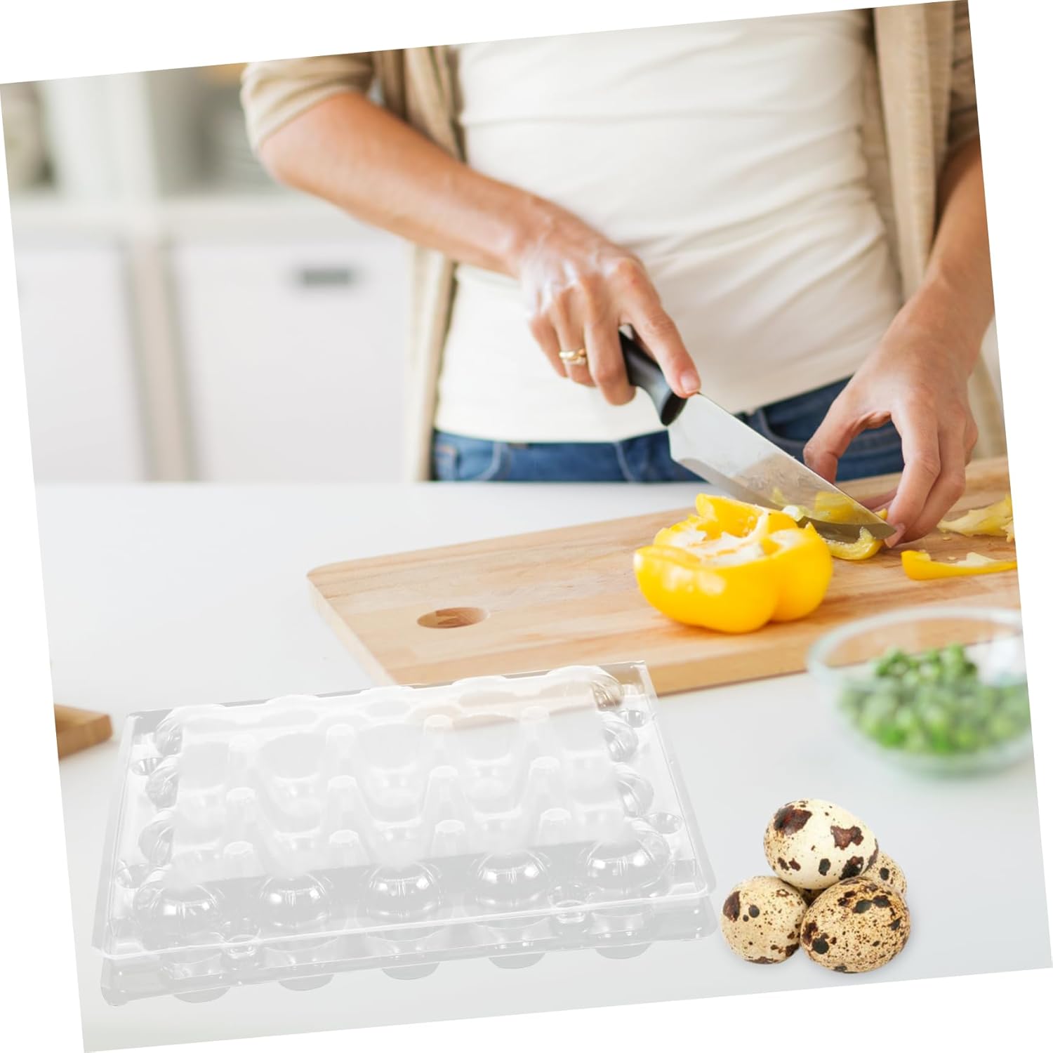 Mikikit 50pcs Quail Tray Transparent Dispenser Holder for Storage Plastic Carrier for Refrigerator Organization for Camping and Picnics