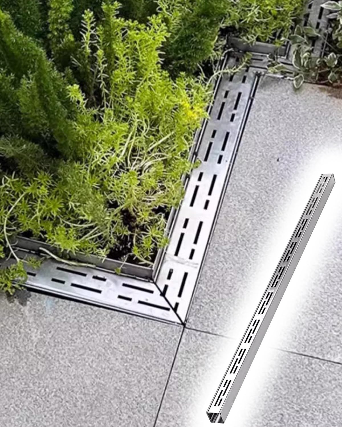 Coladores lineales de Acero Inoxidable de 100 cm para canaletas - Tapa de desagüe Delgada para canaletas de desagüe Interiores/Exteriores, desagüe de sótano con Rejilla para jardín y Lateral