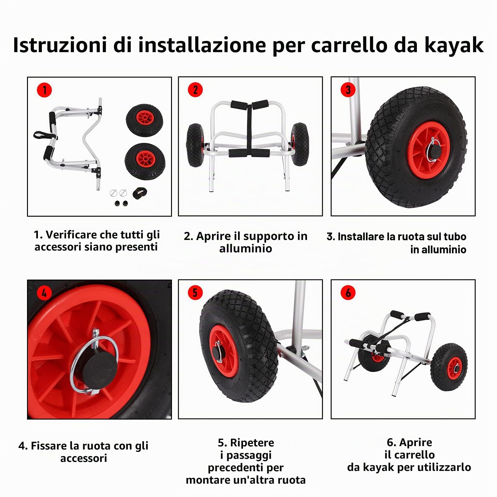 KingSaid Kayak - Carrello pieghevole per barca, in alluminio, portata 100 kg