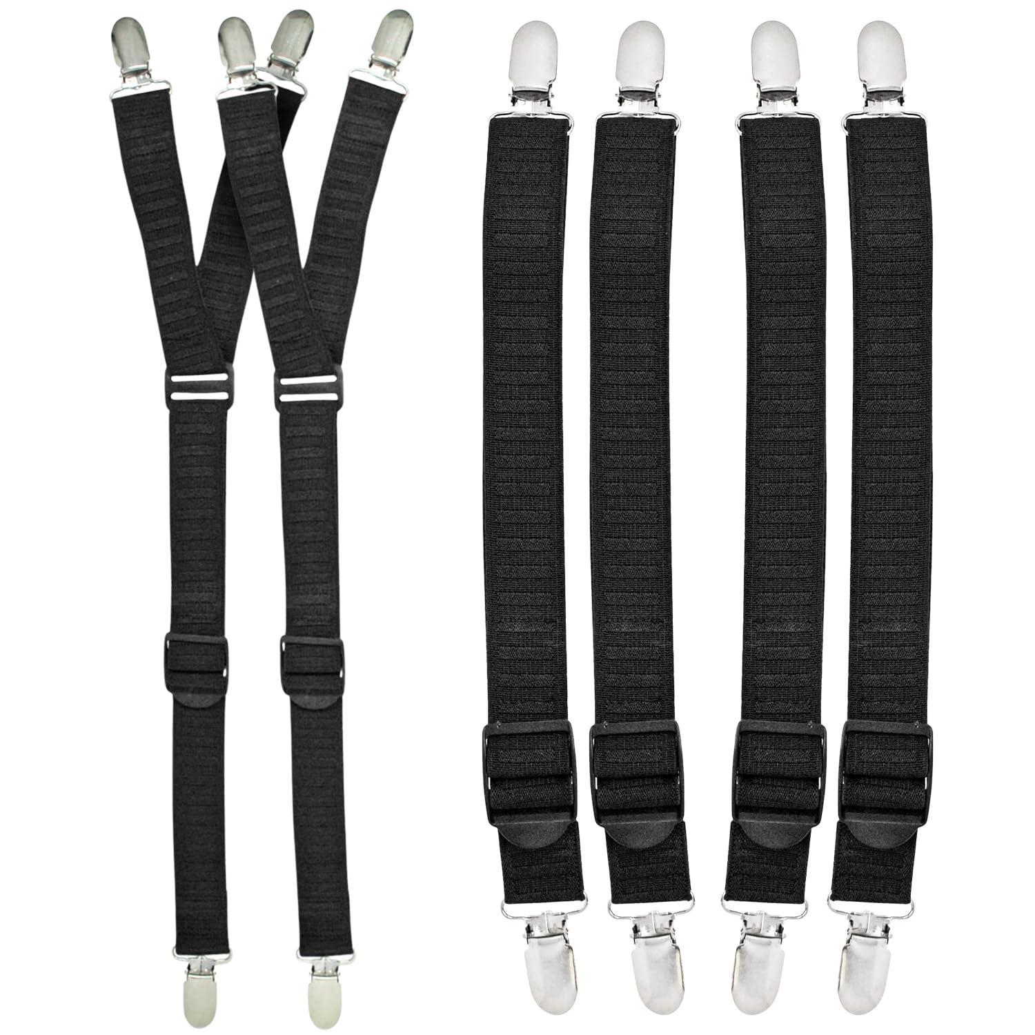 World's Best Shirt Stays for Men Police Military Made in the USA (Y-Style Black, Select Series) (1 Pair of Garters, Tuckers)