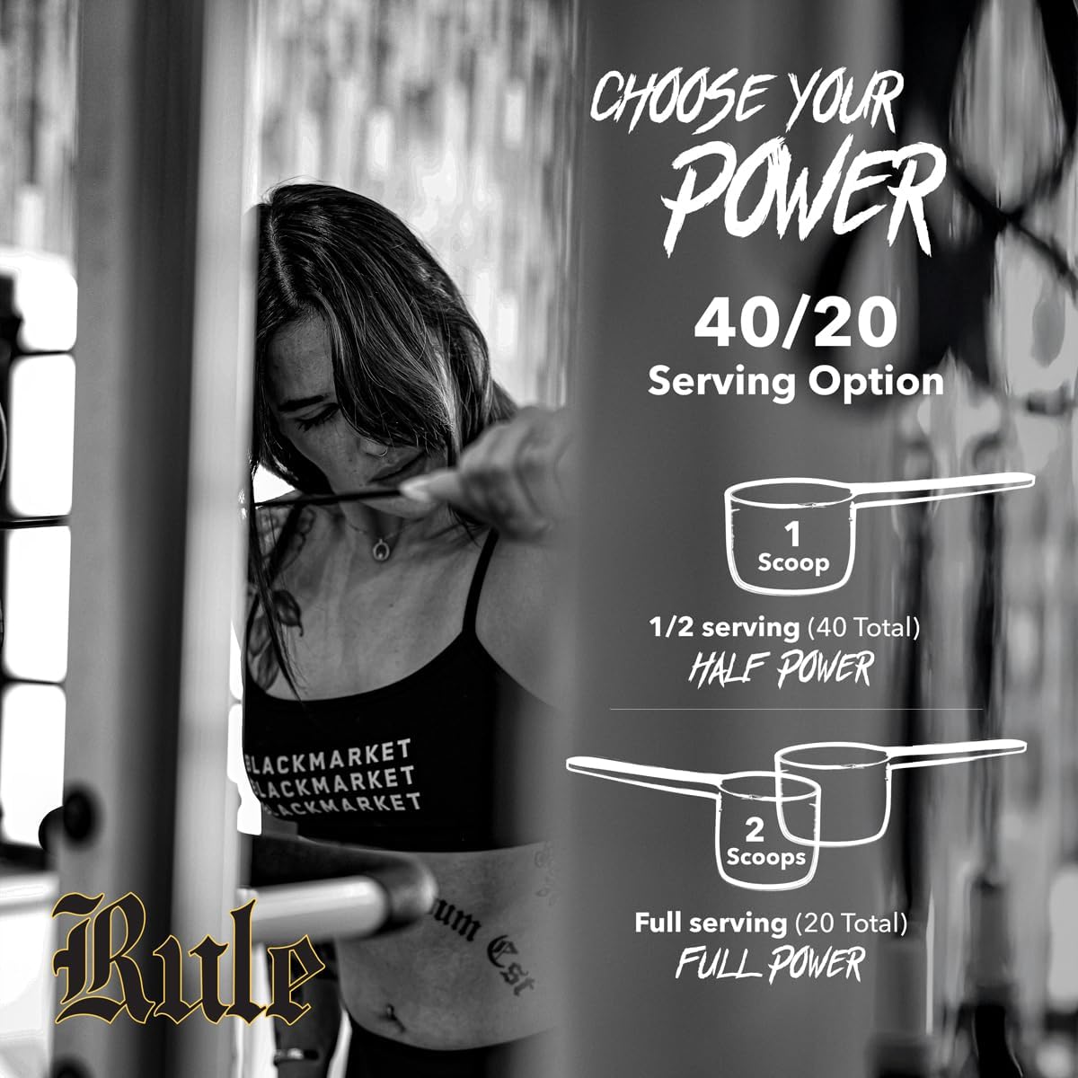 BLACKMARKET Rule – High-Stimulant Nootropic Pre-Workout | 485mg Caffeine, Alpha GPC, Lion’s Mane, Uridine | Intense Focus, Energy & Drive | Peach Rings | 40/20 Servings