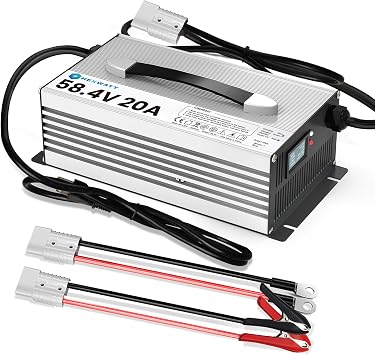 58.4V 20A LiFePO4 Lithium Battery Charger Lifepo4 Charger 48v 20A smart Battery Charger Lithium lron Phosphate Batteries Charger with LCD & LED for Golf cart Battery RV Off-Grid Solar