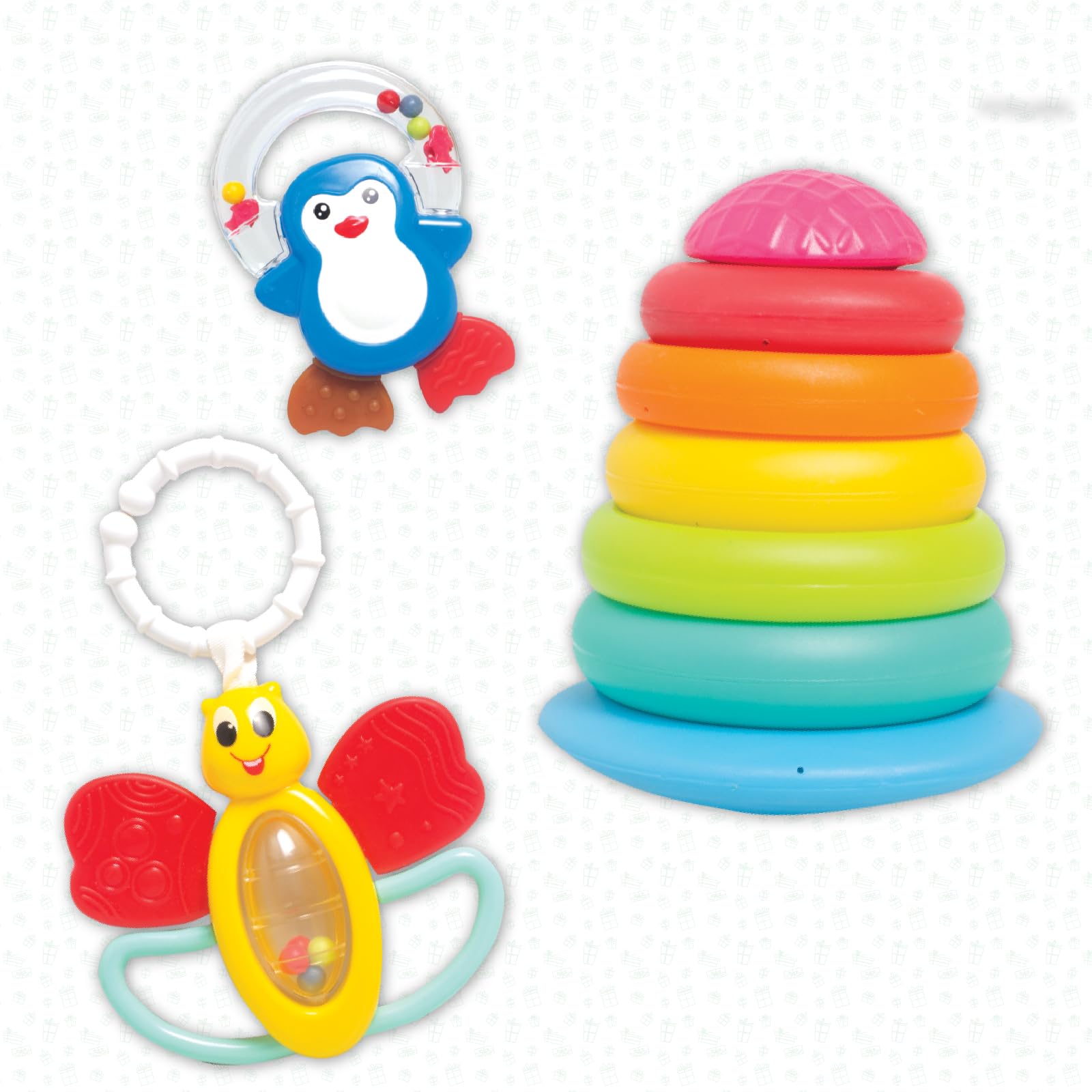 Funskool Plastic Giggles, Babys Gift Set, Multicolour Baby Toy Gift Set for New Born, Stacking Rings,Teether,Rattle, 6 Months & Above, Infant Toys (B095Y5Q26G) Amazon Price History, Amazon Price Tracker