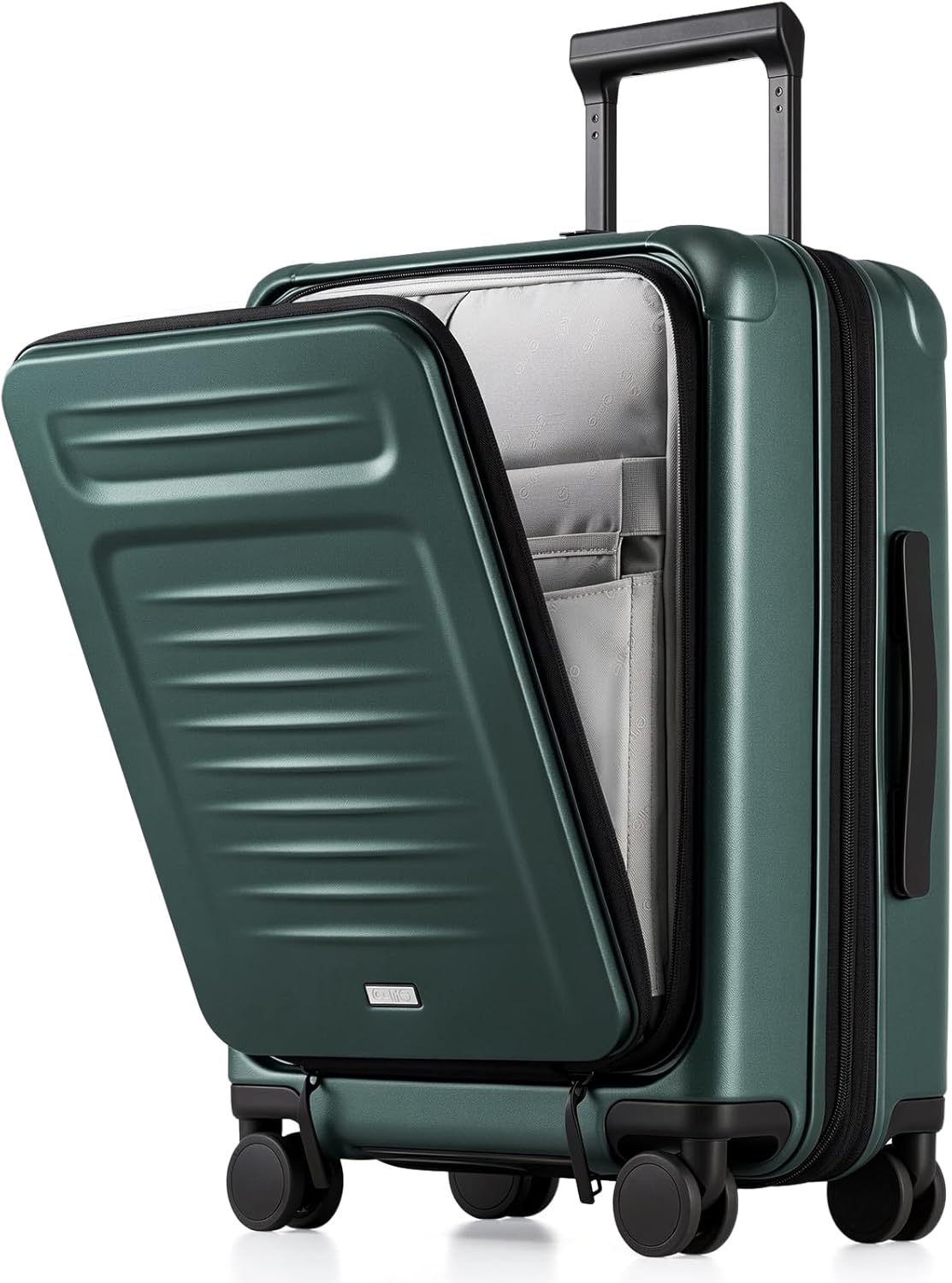 Coolife Carry On Luggage Suitcase : 22x14x9 Airline Approved Travel Luggage with Spinner Wheels, Front Pocket Expandable Hardshell Suitcases with TSA Lock Green
