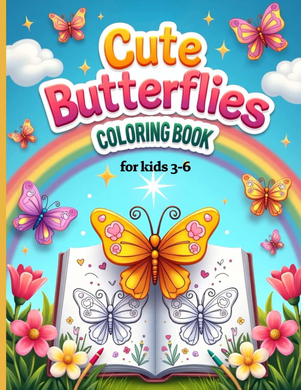 Cute Butterflies coloring book: For kids 3-6